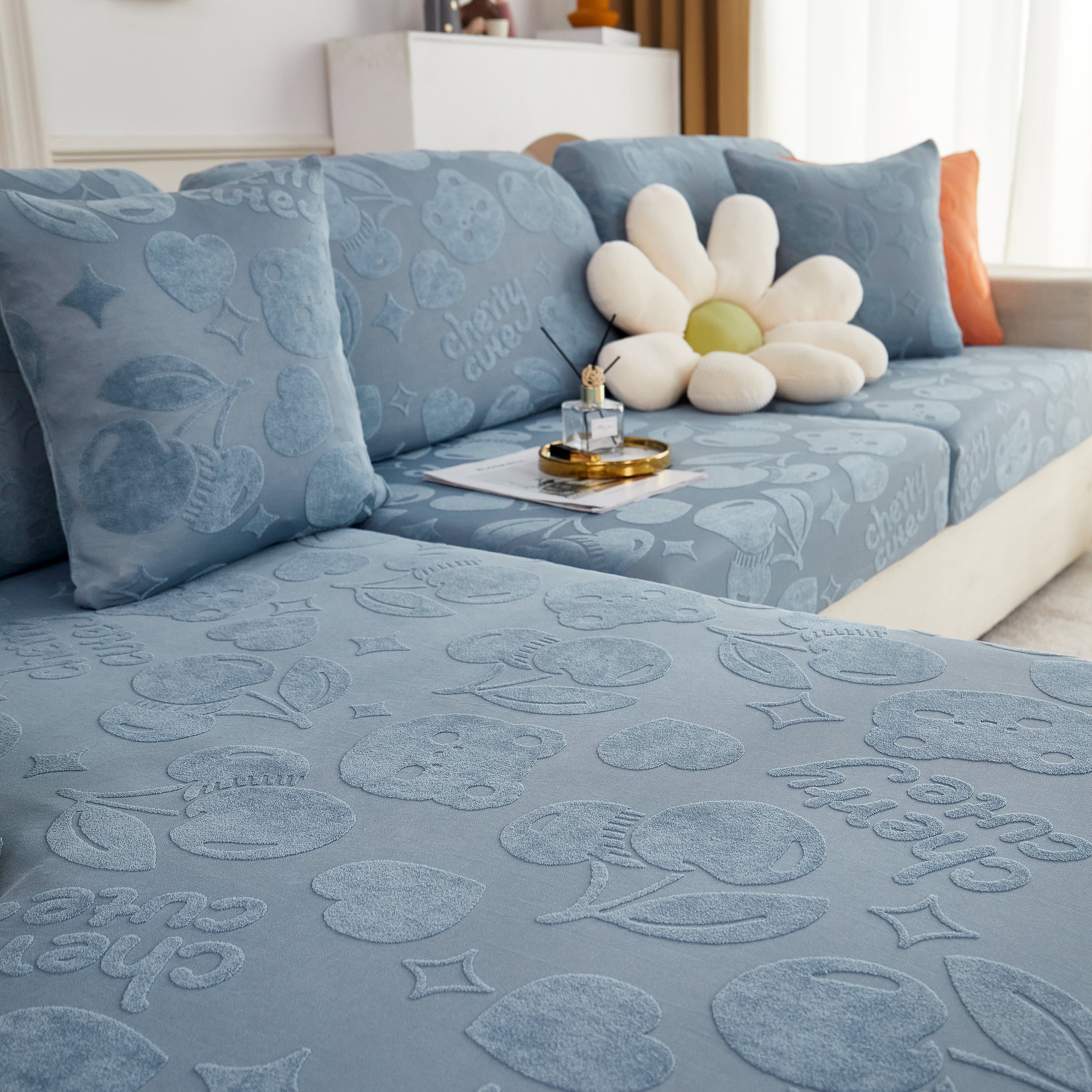 Cherry Cute Cooling Silk Fabric Stretch Couch Cushion Covers, Non-Slip Furniture Protector for Kids - Image 34