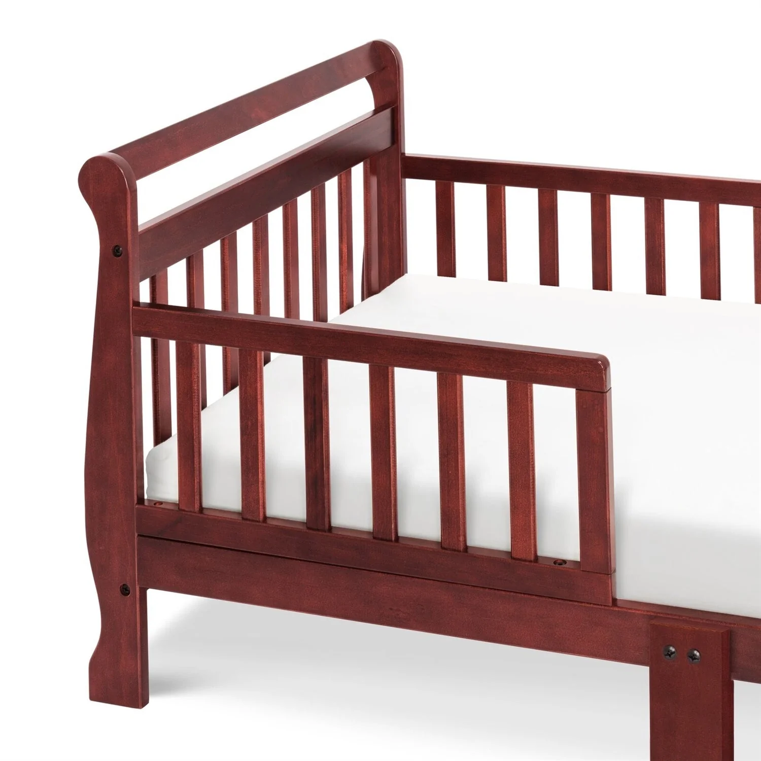Cherry Modern Slatted Guard Rails Toddler Sleigh Bed - Image 3