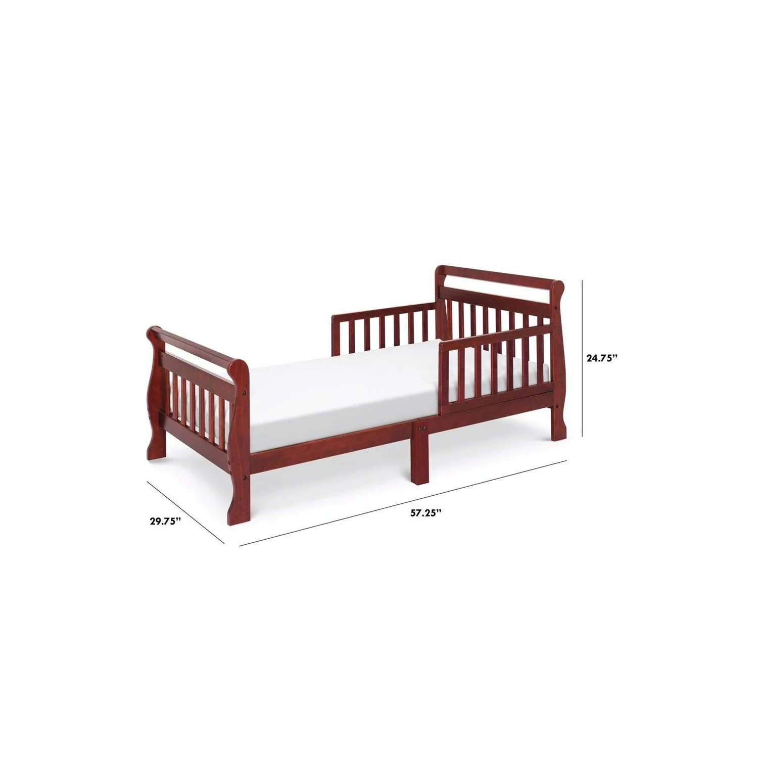 Cherry Modern Slatted Guard Rails Toddler Sleigh Bed - Image 5