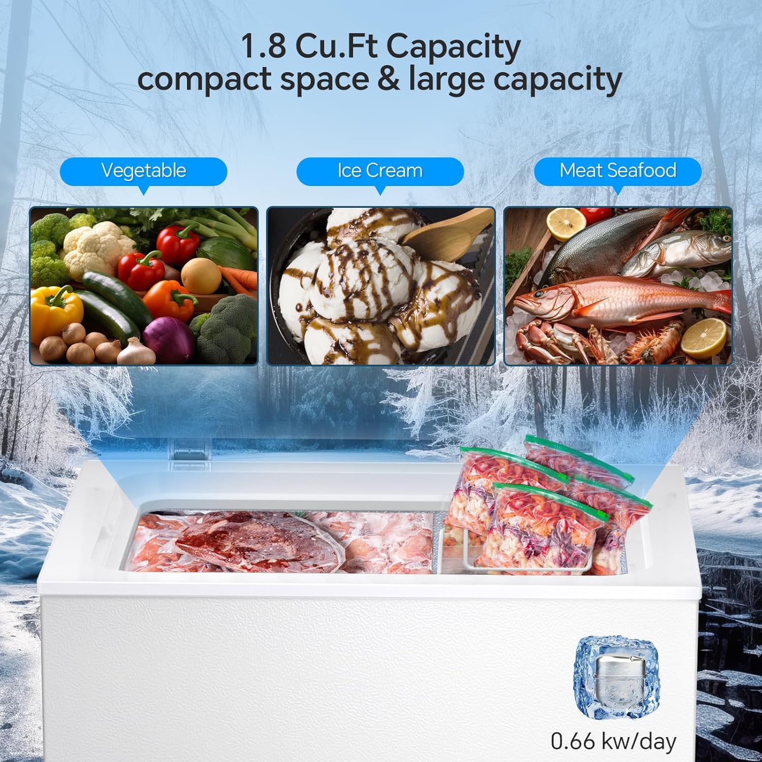 3.5 Cubic Feet Chest Freezer with 2 Removable Baskets D5897H - Image 12