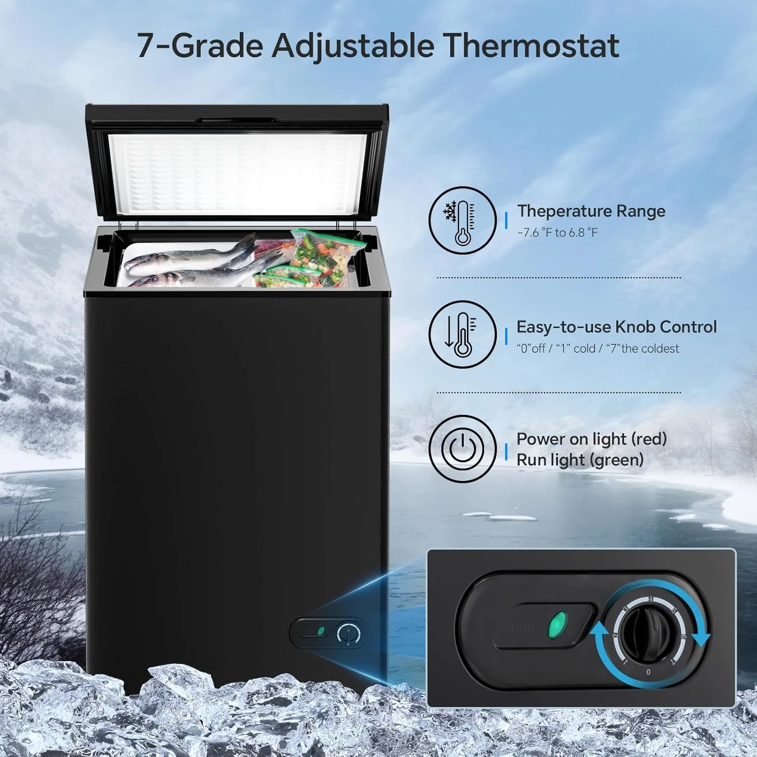 3.5 Cubic Feet Chest Freezer with 2 Removable Baskets D5897H - Image 17