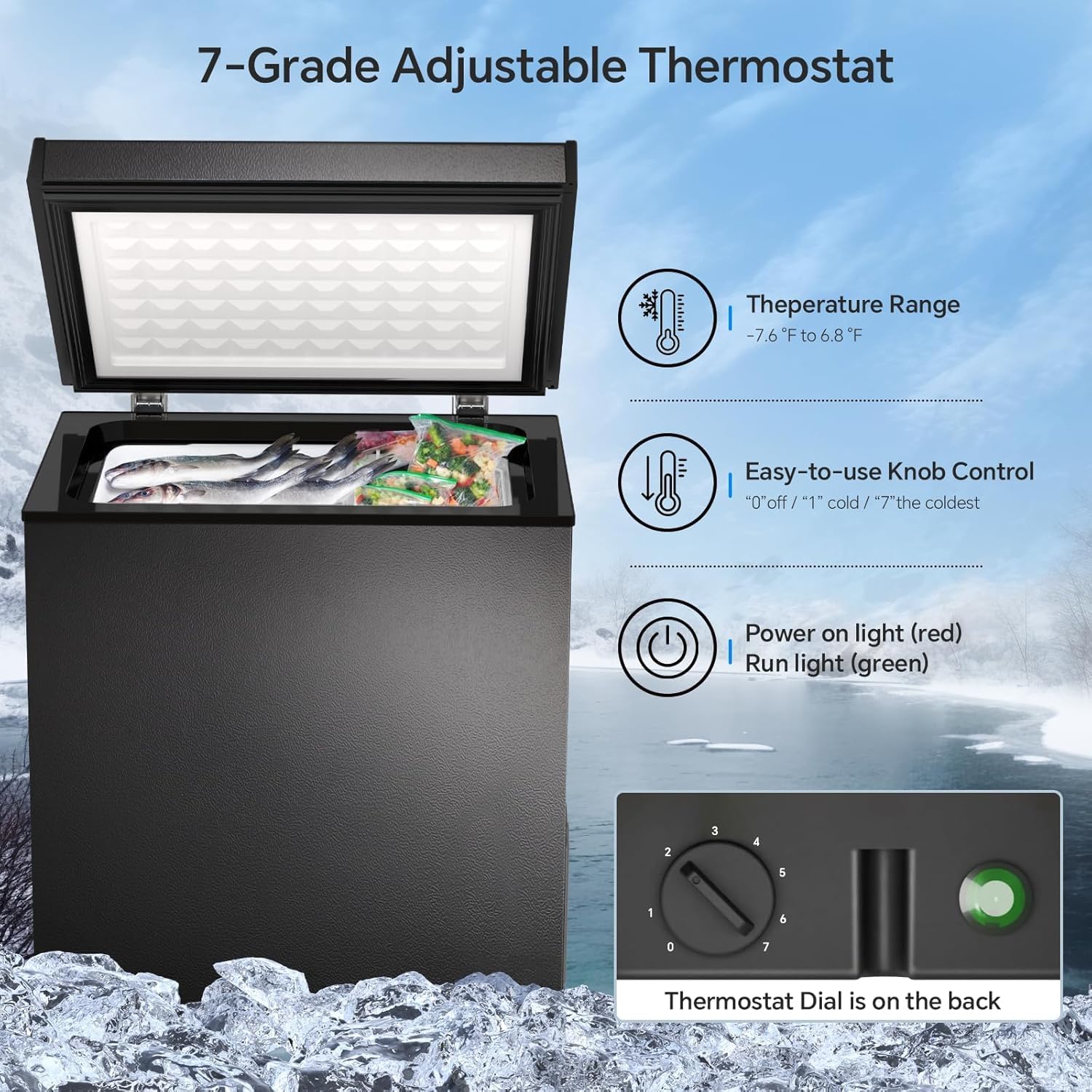 3.5 Cubic Feet Chest Freezer with 2 Removable Baskets D5897H - Image 4