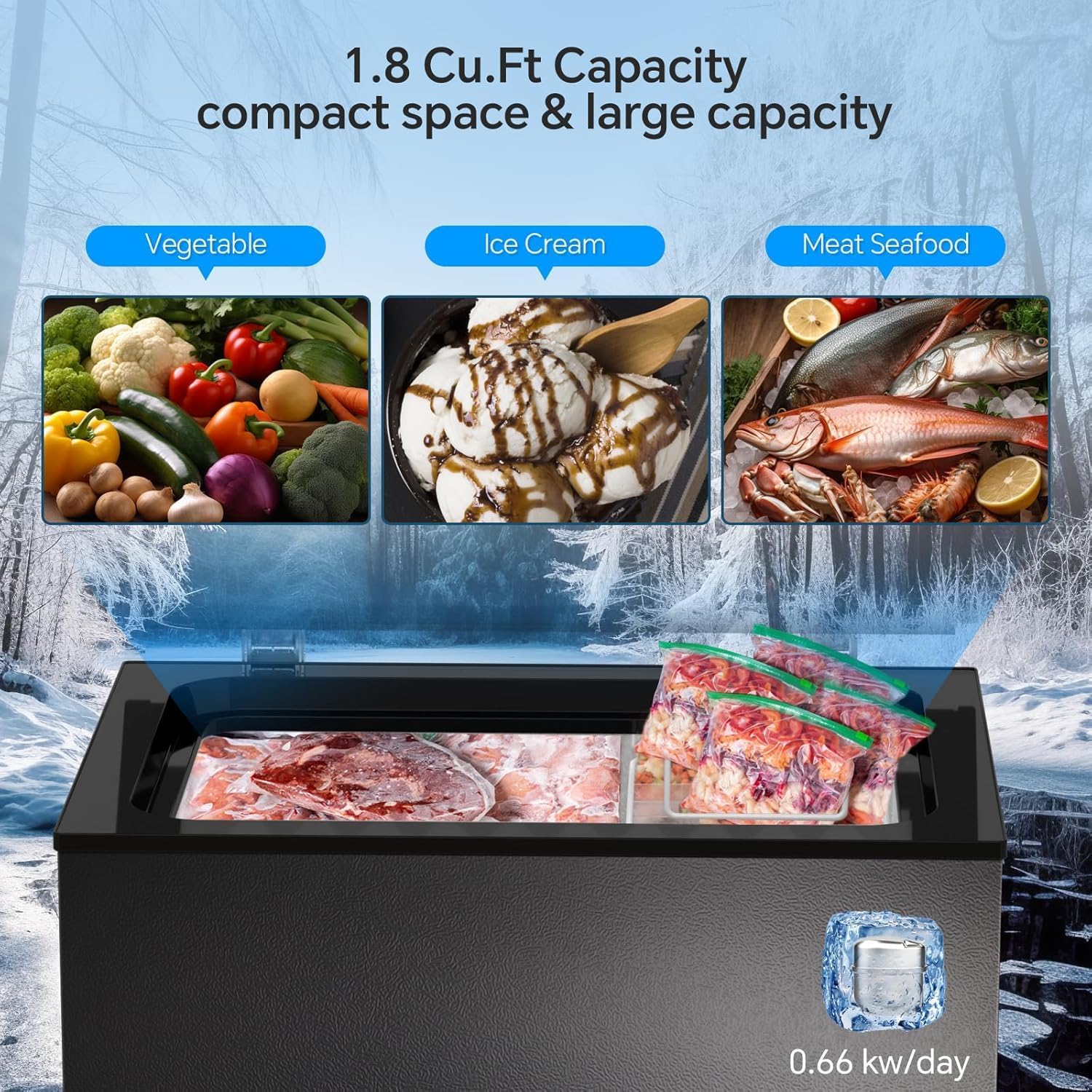 3.5 Cubic Feet Chest Freezer with 2 Removable Baskets D5897H - Image 5