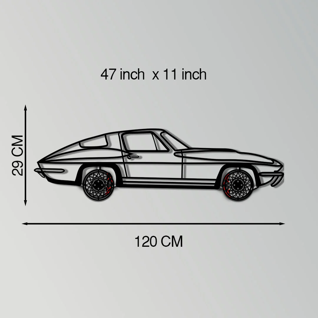 Chevrolet Corvette C3 Stingray Metal Car Wall Art with Rotating Wheels - Classic American Muscle Silhouette - Interactive Automotive Decor - KAFMEKA120 - Image 11