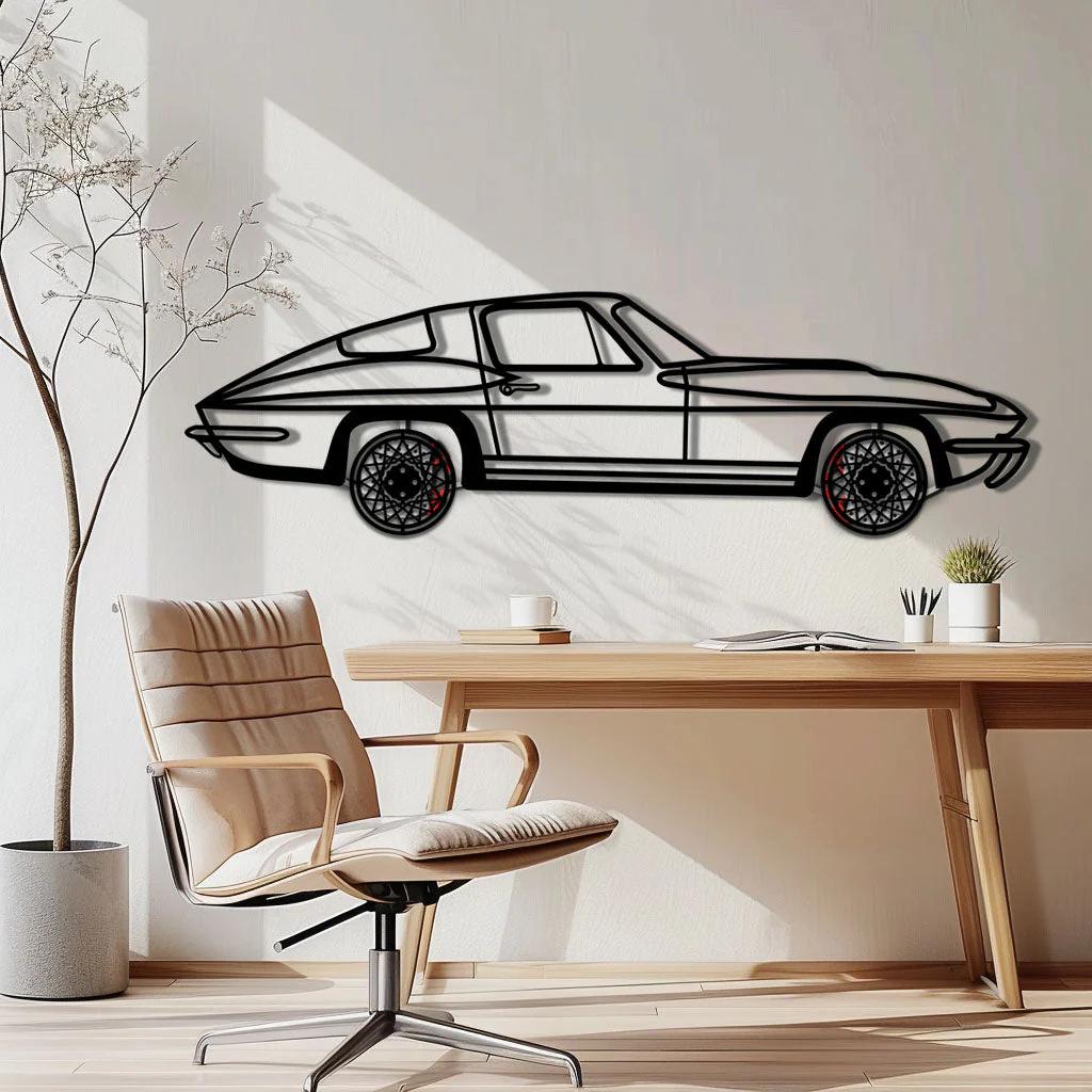 Chevrolet Corvette C3 Stingray Metal Car Wall Art with Rotating Wheels - Classic American Muscle Silhouette - Interactive Automotive Decor - KAFMEKA120 - Image 3