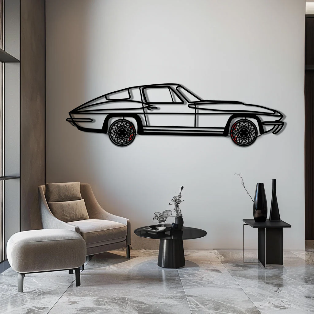 Chevrolet Corvette C3 Stingray Metal Car Wall Art with Rotating Wheels - Classic American Muscle Silhouette - Interactive Automotive Decor - KAFMEKA120 - Image 5