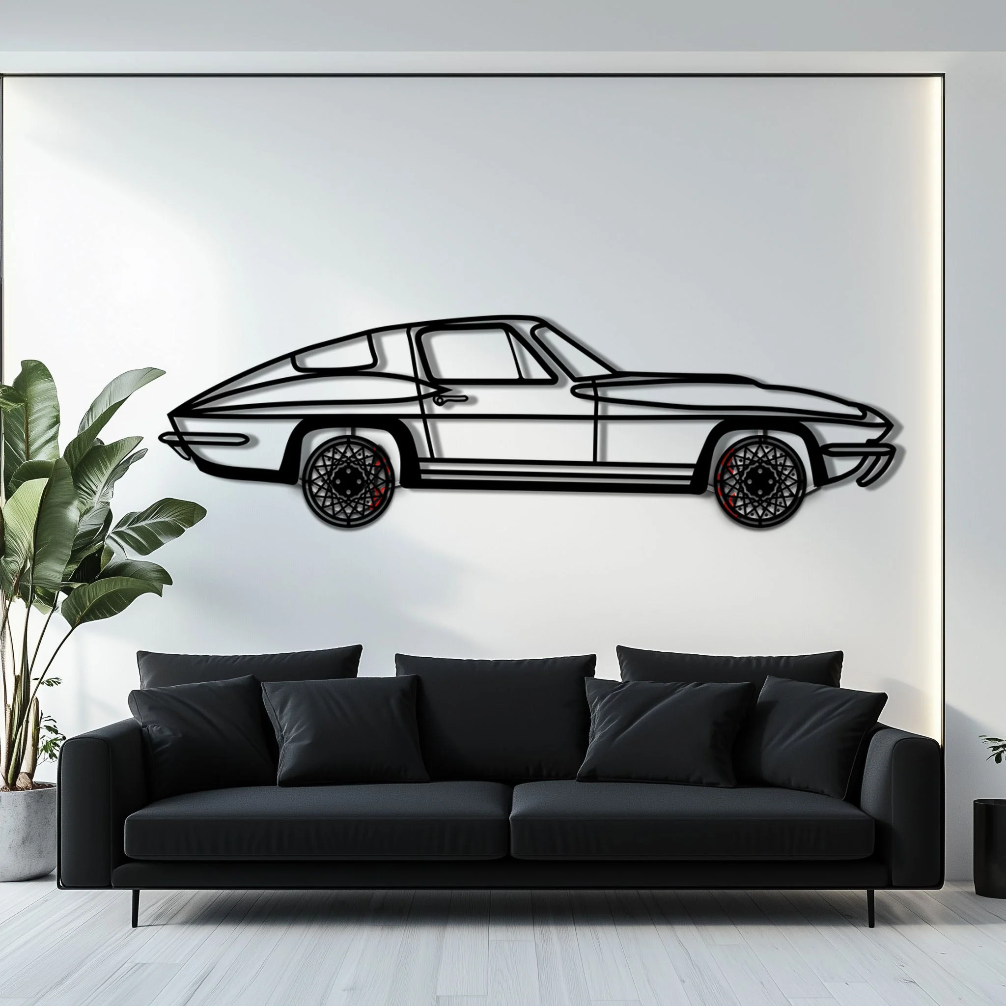 Chevrolet Corvette C3 Stingray Metal Car Wall Art with Rotating Wheels - Classic American Muscle Silhouette - Interactive Automotive Decor - KAFMEKA120 - Image 8