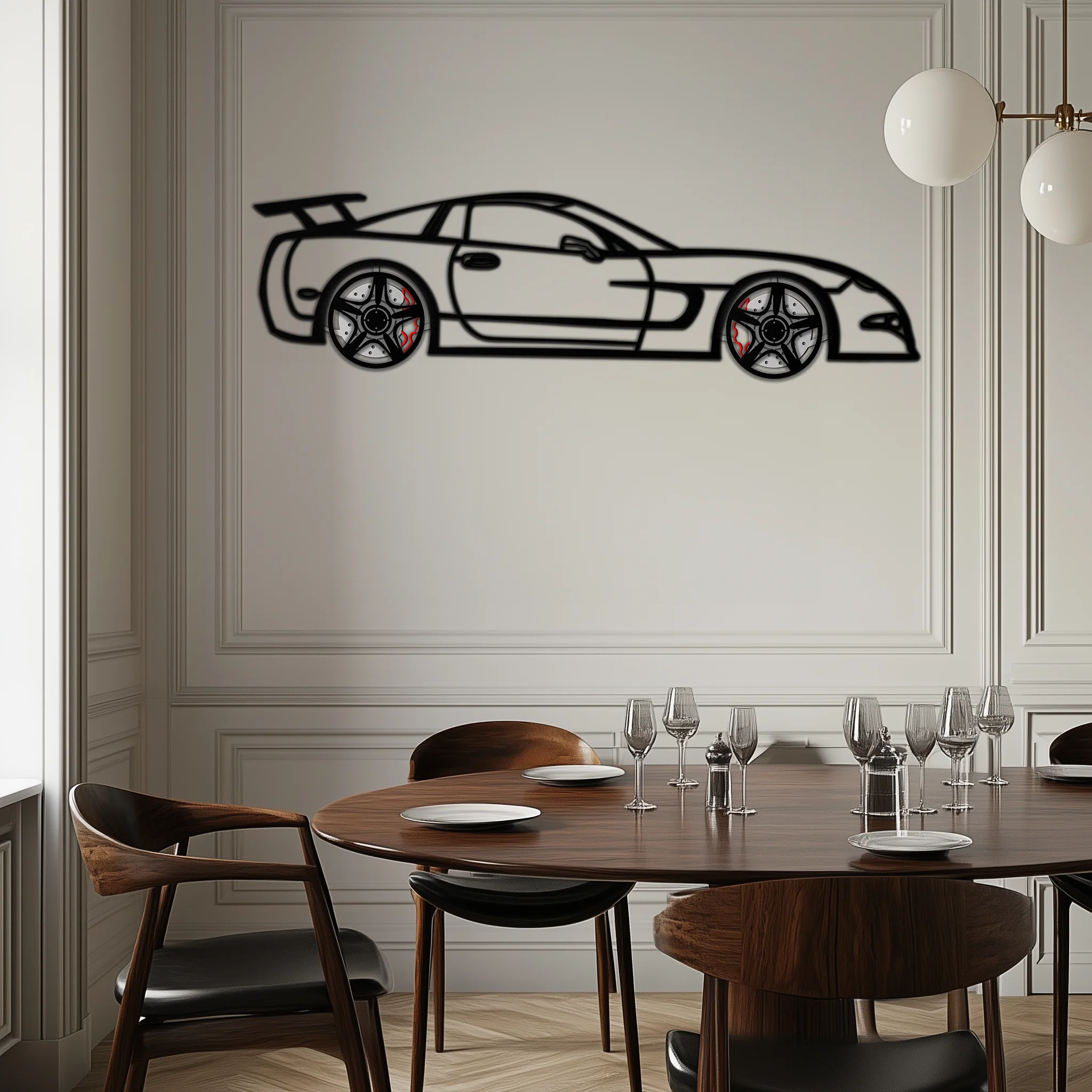 Chevrolet Corvette C5 Metal Wall Art – Rotating Wheels Sports Car Silhouette Wall Decor Gift-KAFMEKA092 - Image 2