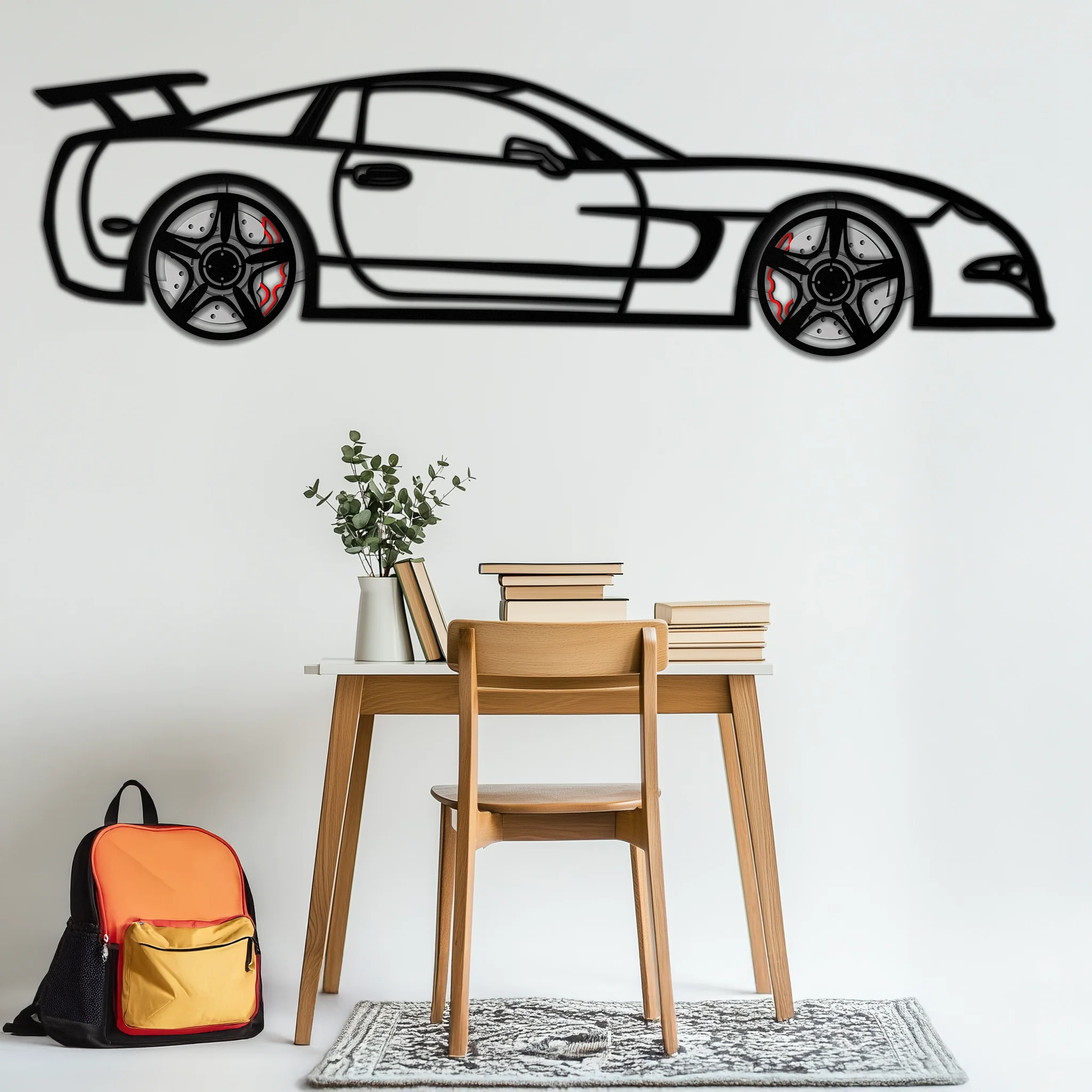 Chevrolet Corvette C5 Metal Wall Art – Rotating Wheels Sports Car Silhouette Wall Decor Gift-KAFMEKA092 - Image 3