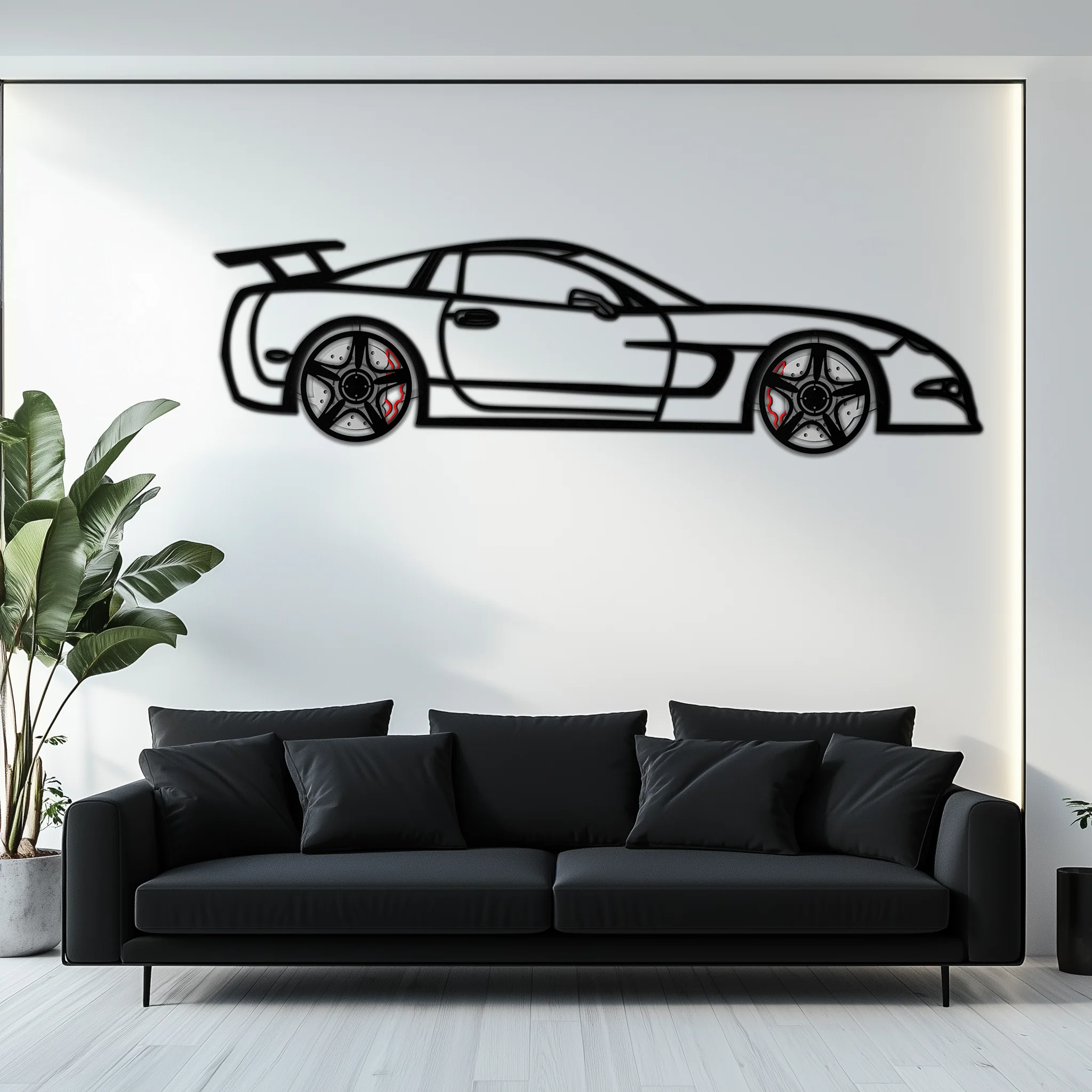 Chevrolet Corvette C5 Metal Wall Art – Rotating Wheels Sports Car Silhouette Wall Decor Gift-KAFMEKA092 - Image 5