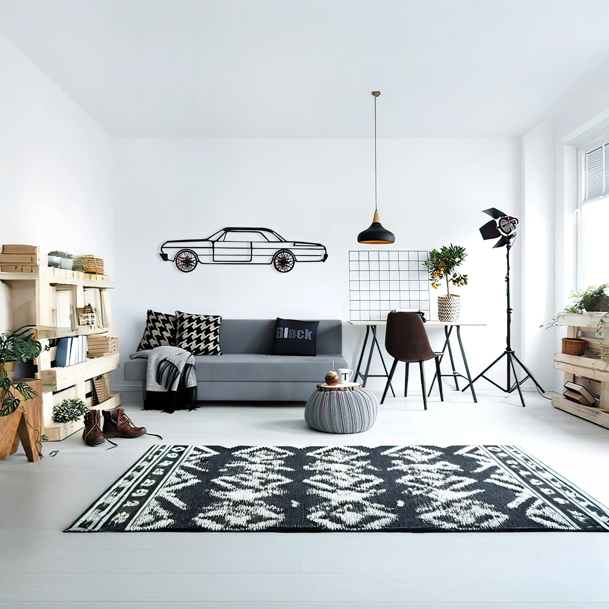 Chevrolet Impala Wall Art – Classic Steel Silhouette with Spinning Wheels-KAFMEKA019 - Image 10