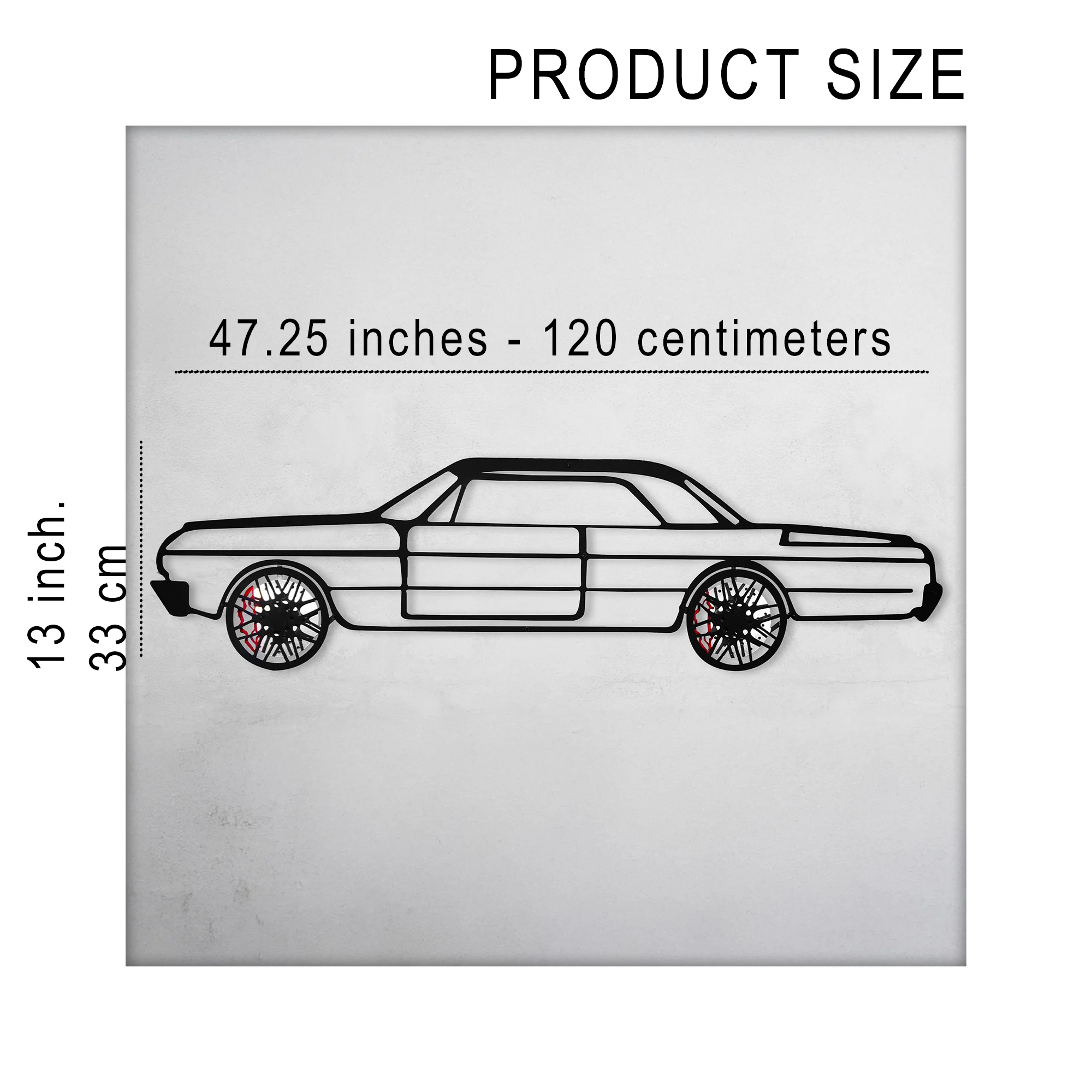 Chevrolet Impala Wall Art – Classic Steel Silhouette with Spinning Wheels-KAFMEKA019 - Image 12