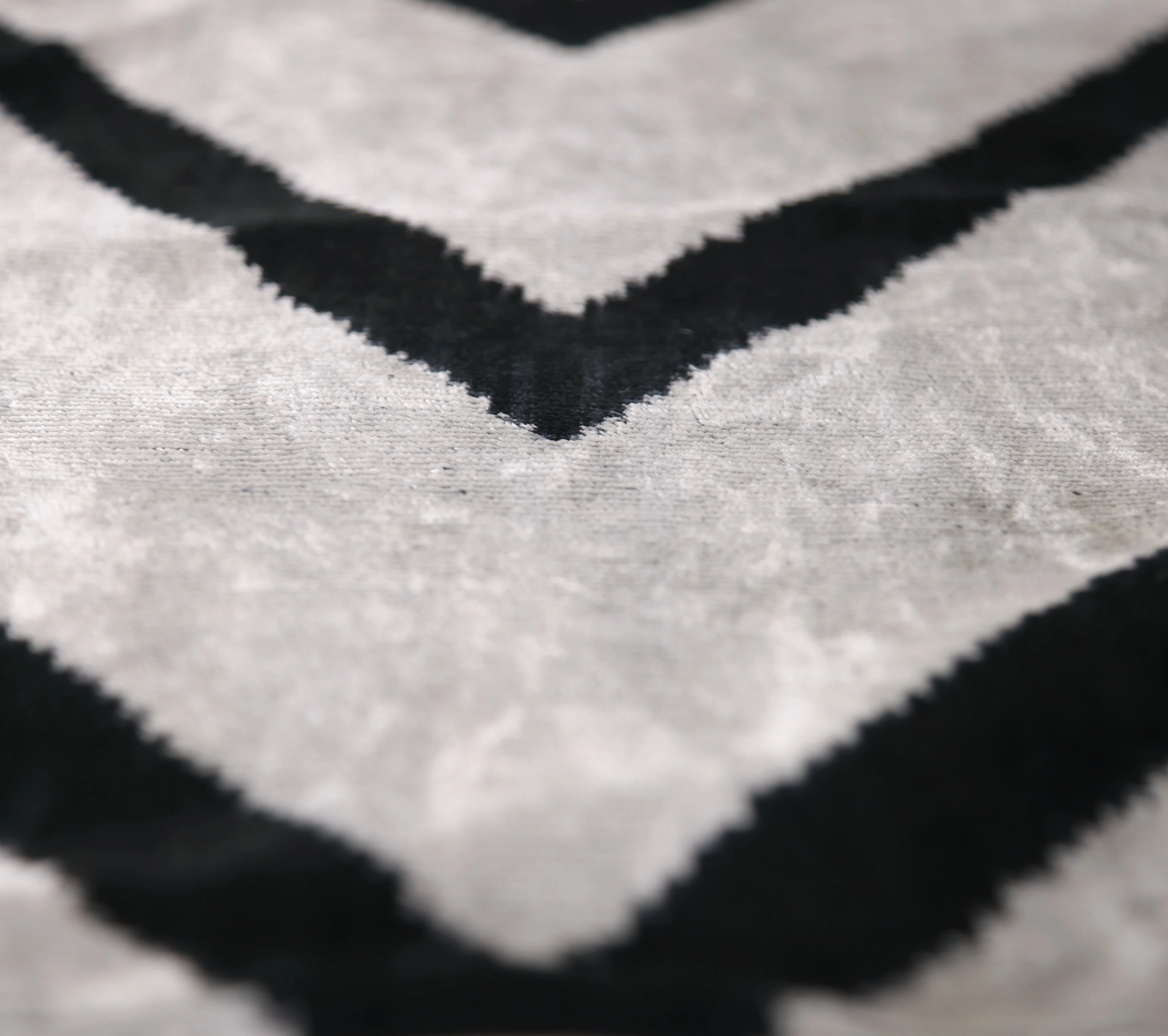 Chevron V Black & White Velvet Pillow – 16x16 Modern Handmade Throw Cushion - Image 3