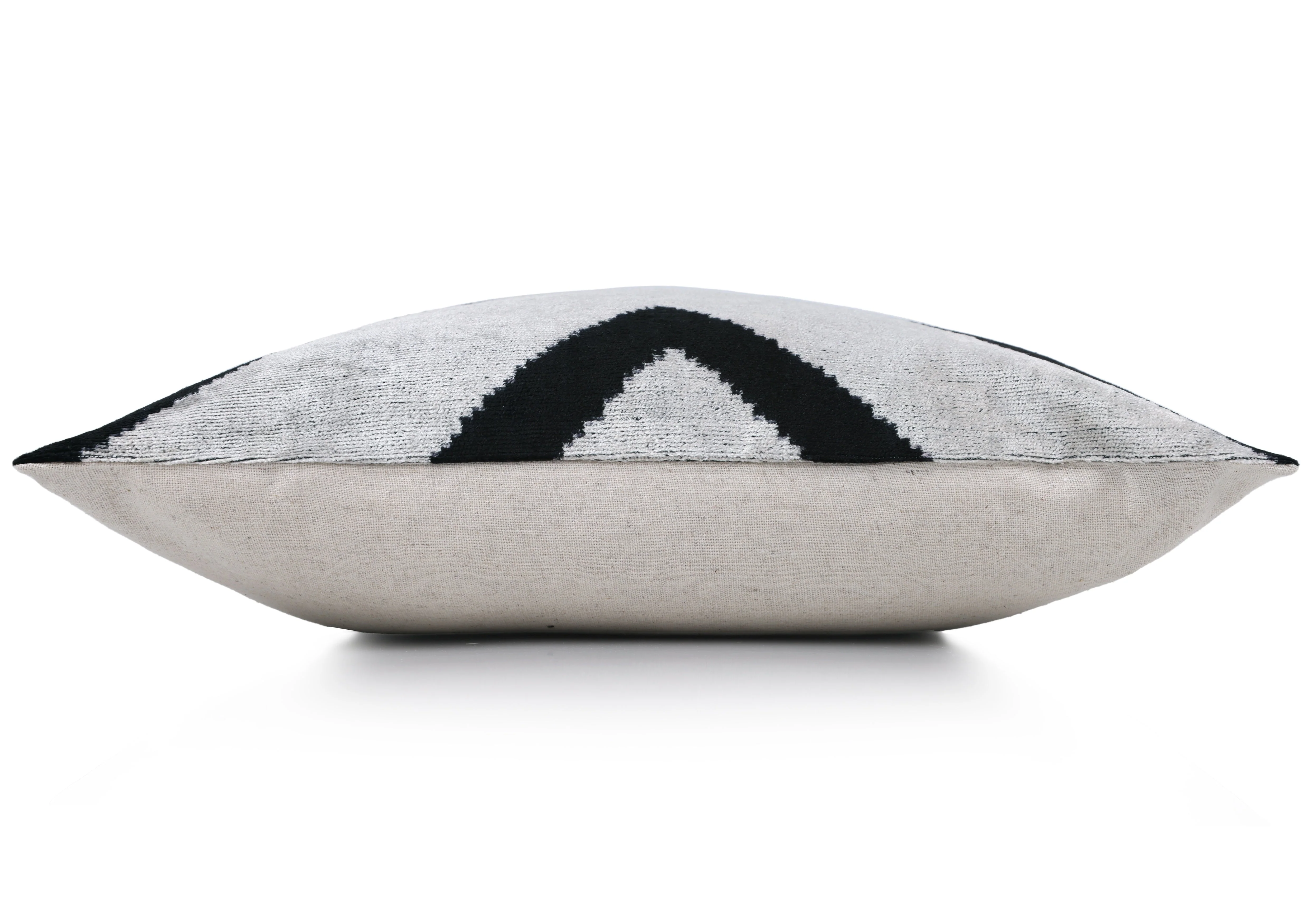 Chevron V Black & White Velvet Pillow – 16x16 Modern Handmade Throw Cushion - Image 4