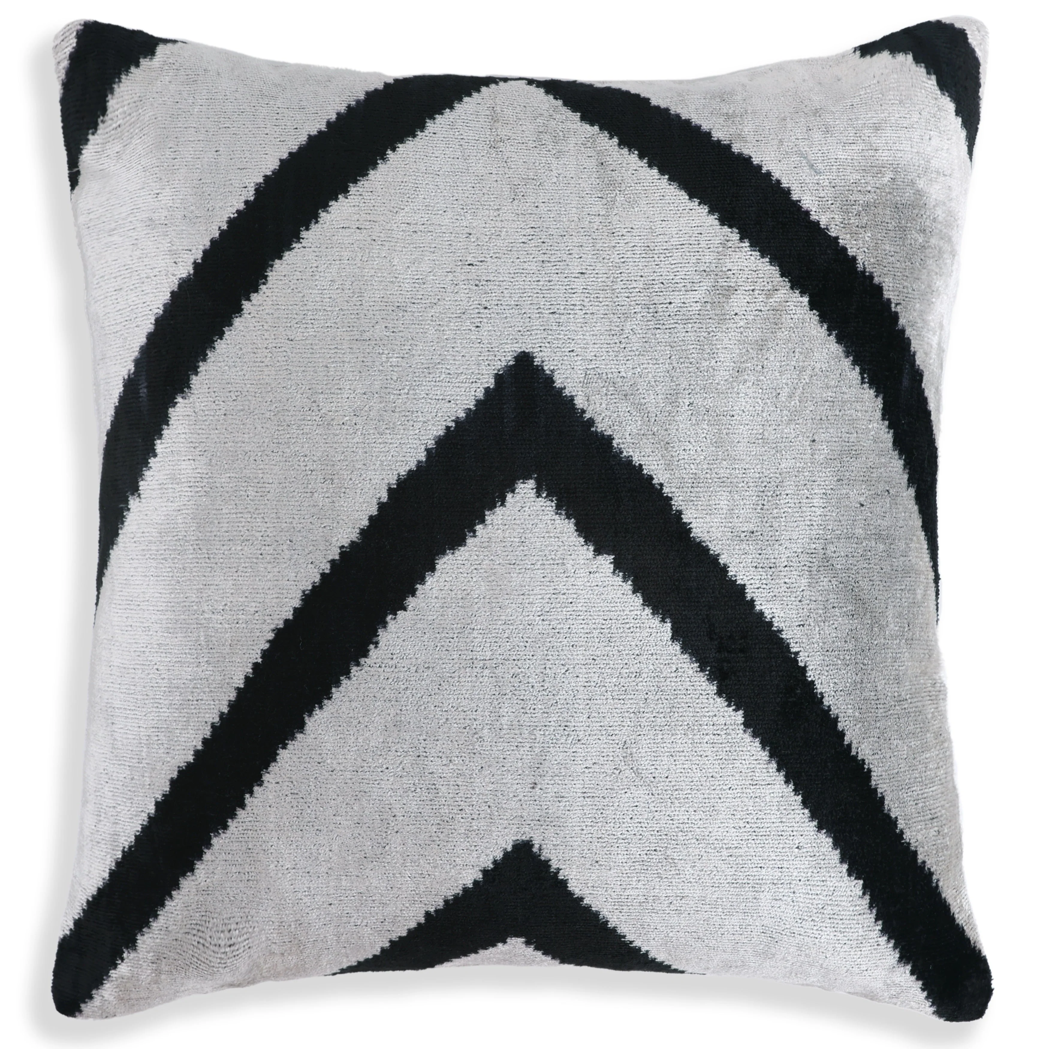 Chevron V Black & White Velvet Pillow – 16x16 Modern Handmade Throw Cushion - Image 5