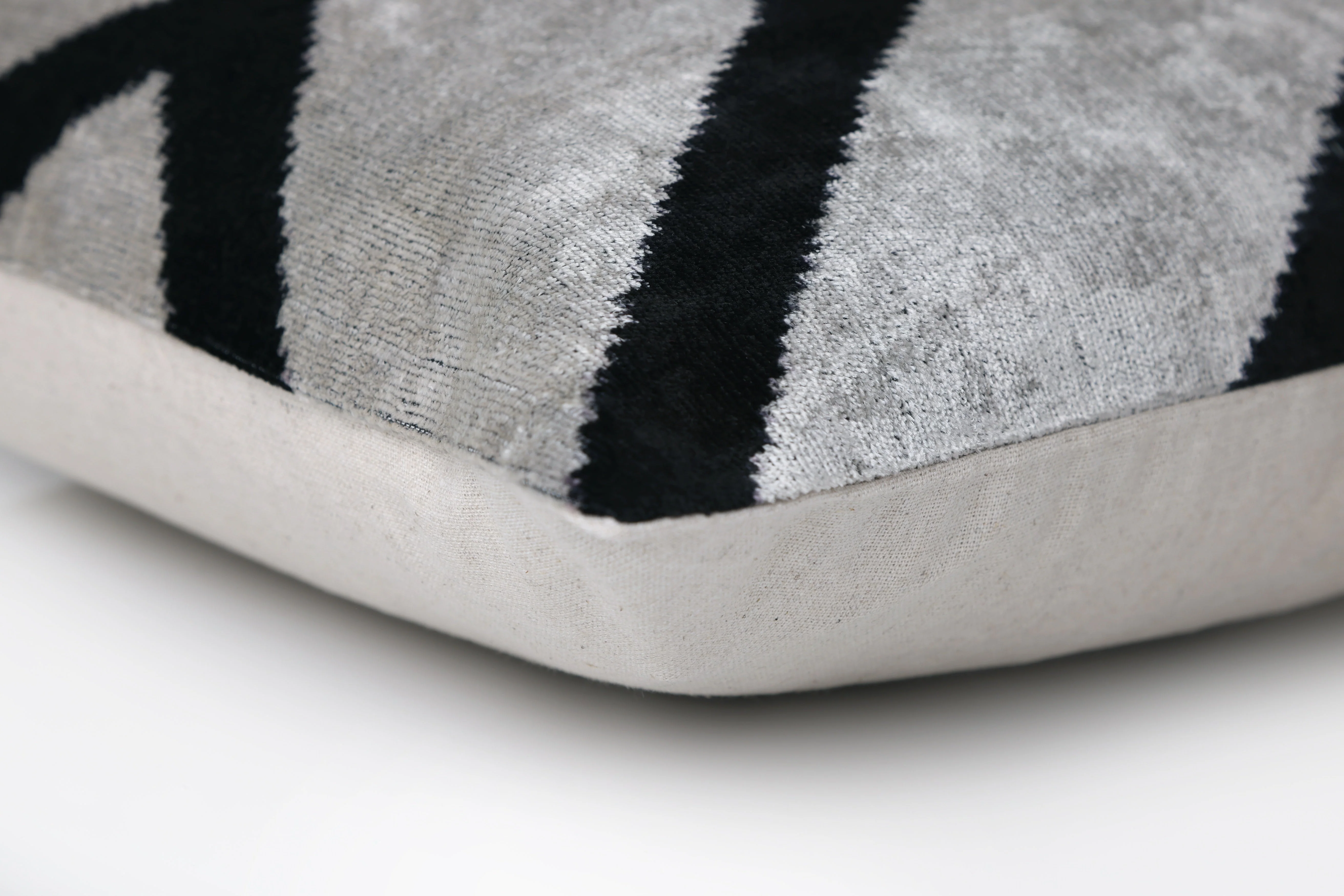 Chevron V Black & White Velvet Pillow – 16x16 Modern Handmade Throw Cushion - Image 8