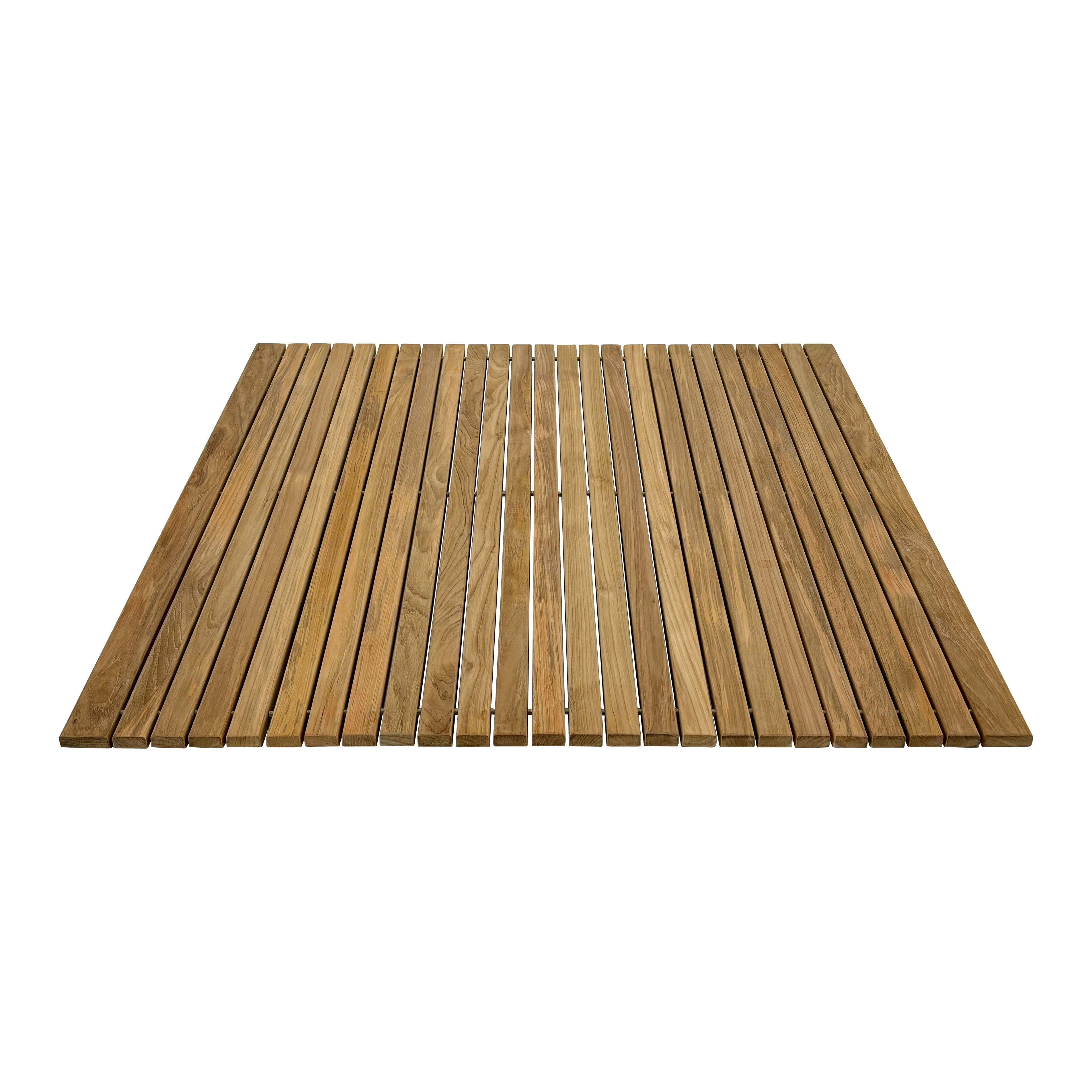 Chiba Teak Shower and Bath String Mat with Rubber Footing 36″ x 36" - Image 2