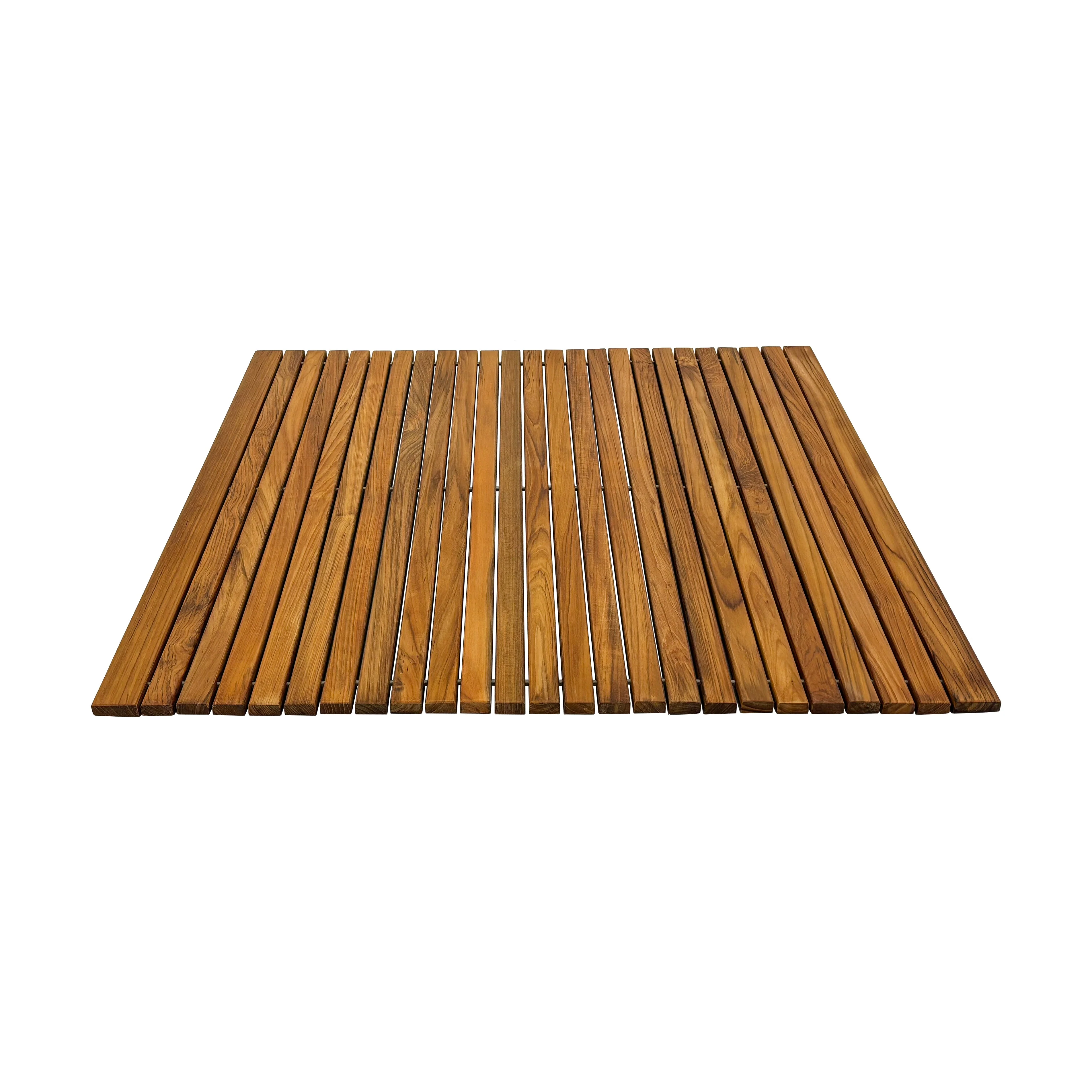 Chiba Teak Shower and Bath String Mat with Rubber Footing 36″ x 36" - Image 5