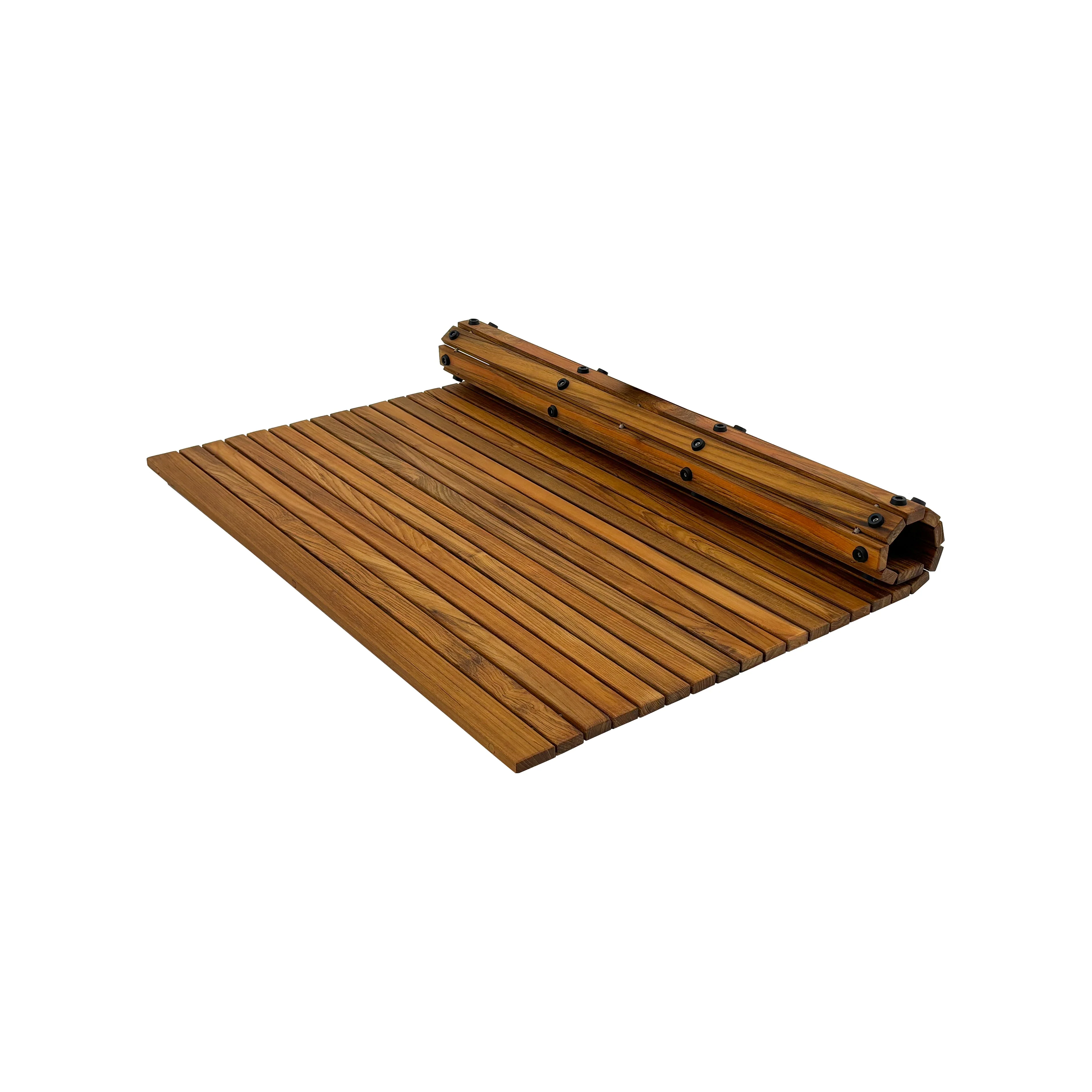 Chiba Teak Shower and Bath String Mat with Rubber Footing 36″ x 36" - Image 7