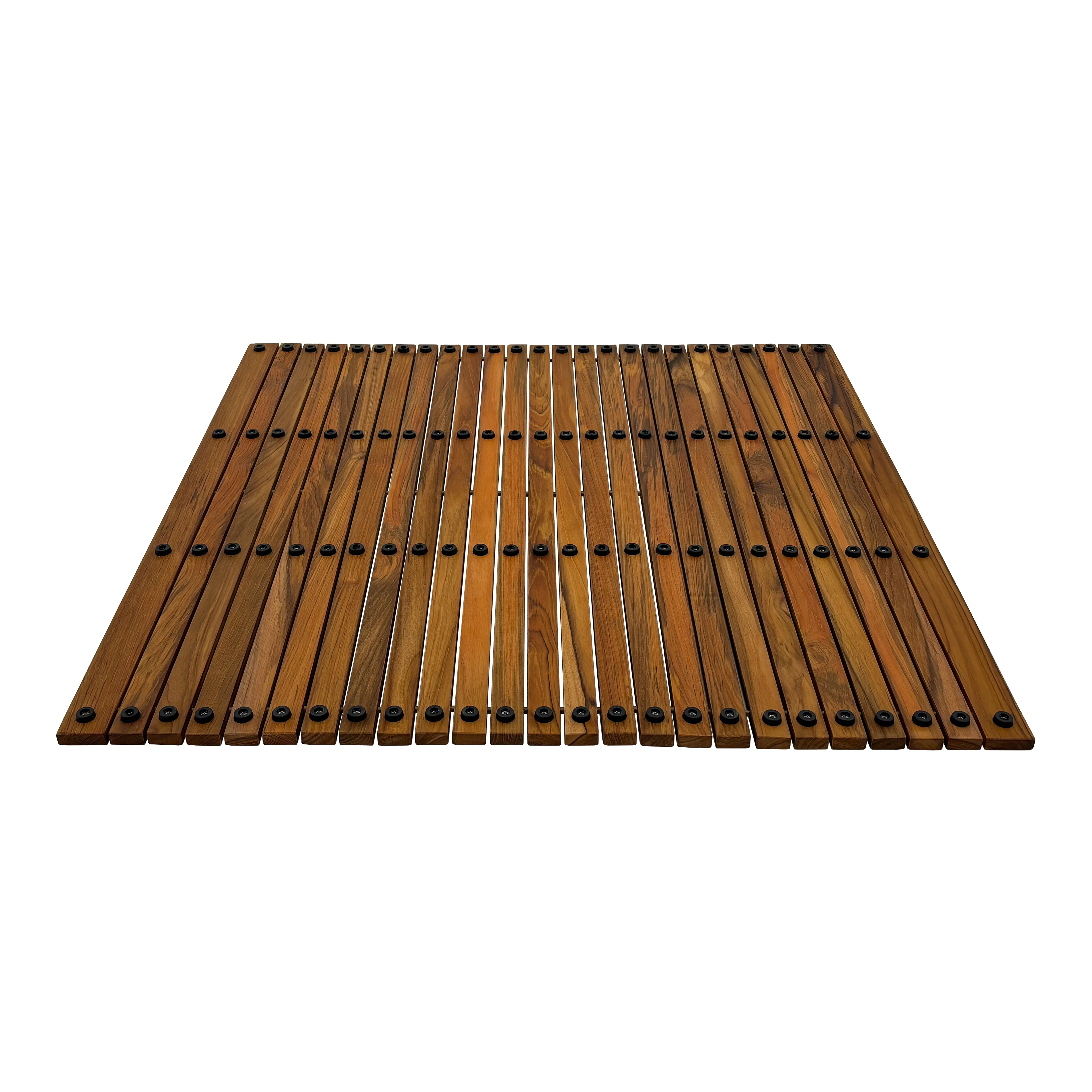 Chiba Teak Shower and Bath String Mat with Rubber Footing 36″ x 36" - Image 8