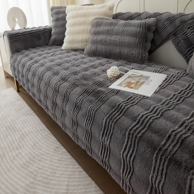 Chic Thickened Faux Rabbit Plush Couch Covers for Sofas 1/2/3/4 Seater, Ultra-soft Non Slip Sofa Cover - Image 10