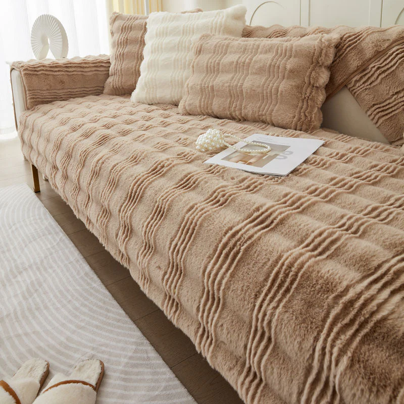 Chic Thickened Faux Rabbit Plush Couch Covers for Sofas 1/2/3/4 Seater, Ultra-soft Non Slip Sofa Cover - Image 11