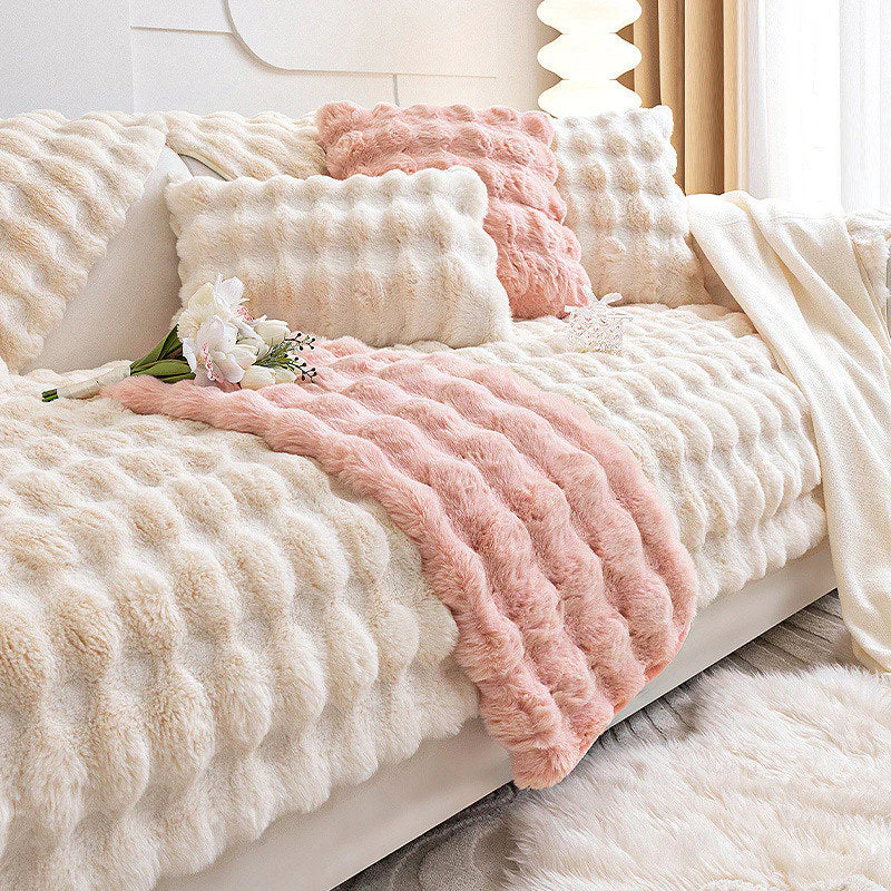 Chic Thickened Faux Rabbit Plush Couch Covers for Sofas 1/2/3/4 Seater, Ultra-soft Non Slip Sofa Cover - Image 13