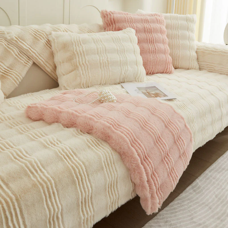 Chic Thickened Faux Rabbit Plush Couch Covers for Sofas 1/2/3/4 Seater, Ultra-soft Non Slip Sofa Cover - Image 2