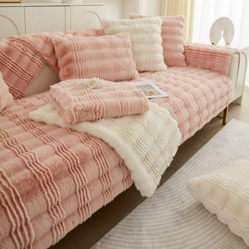Chic Thickened Faux Rabbit Plush Couch Covers for Sofas 1/2/3/4 Seater, Ultra-soft Non Slip Sofa Cover - Image 3