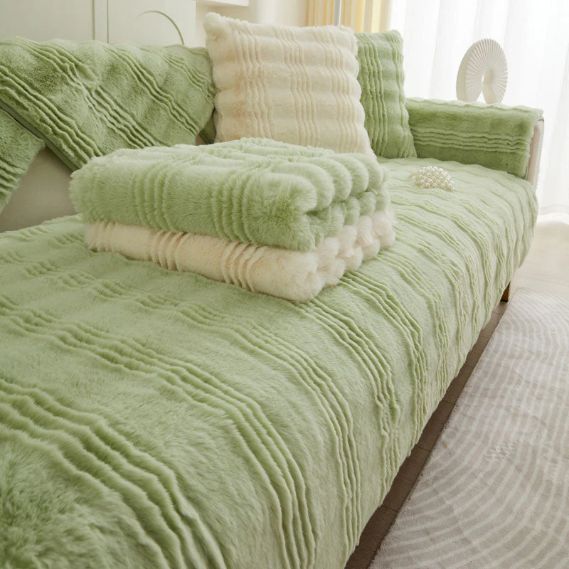 Chic Thickened Faux Rabbit Plush Couch Covers for Sofas 1/2/3/4 Seater, Ultra-soft Non Slip Sofa Cover - Image 4