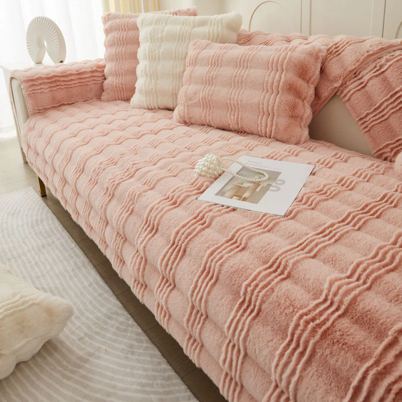 Chic Thickened Faux Rabbit Plush Couch Covers for Sofas 1/2/3/4 Seater, Ultra-soft Non Slip Sofa Cover - Image 8