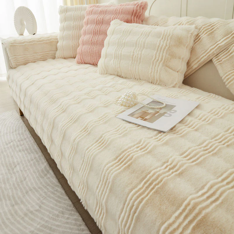 Chic Thickened Faux Rabbit Plush Couch Covers for Sofas 1/2/3/4 Seater, Ultra-soft Non Slip Sofa Cover - Image 9
