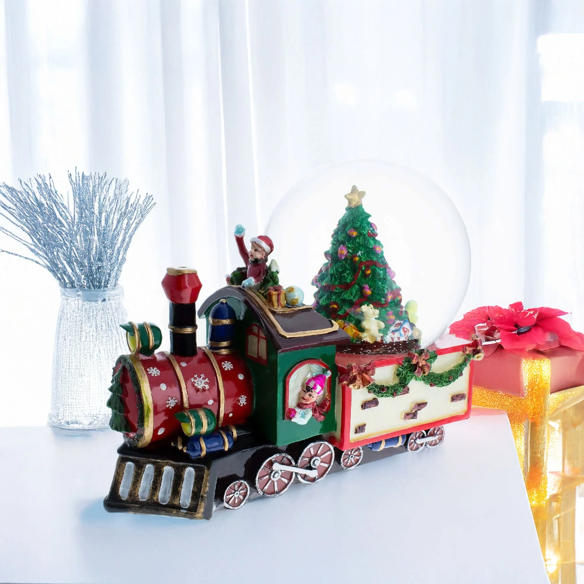 Children Riding Train Musical Water Snow Globe - Image 2