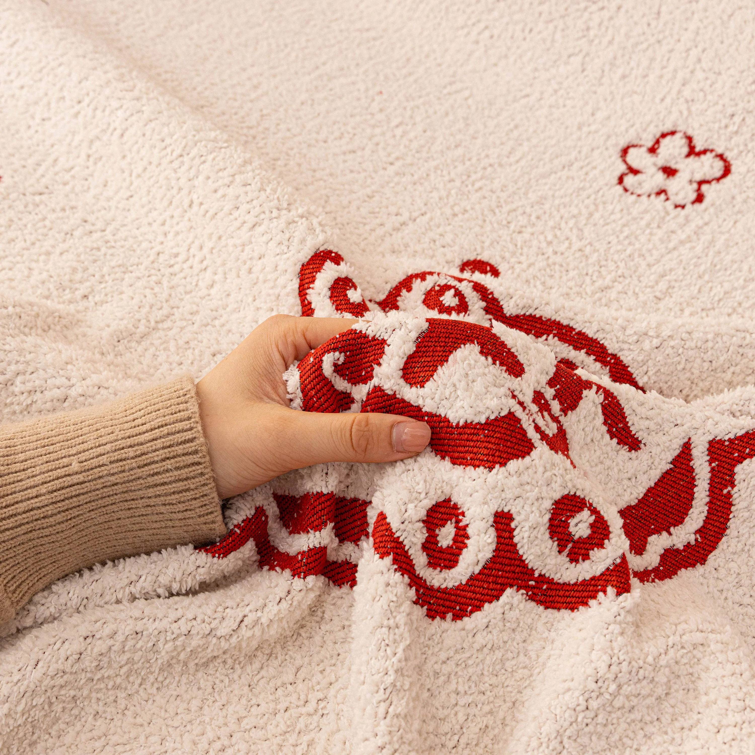 Chinese New Year Sofa Throw Cover Blanket, Decor Festive Red Fu Pattern Couch Cover - Image 70