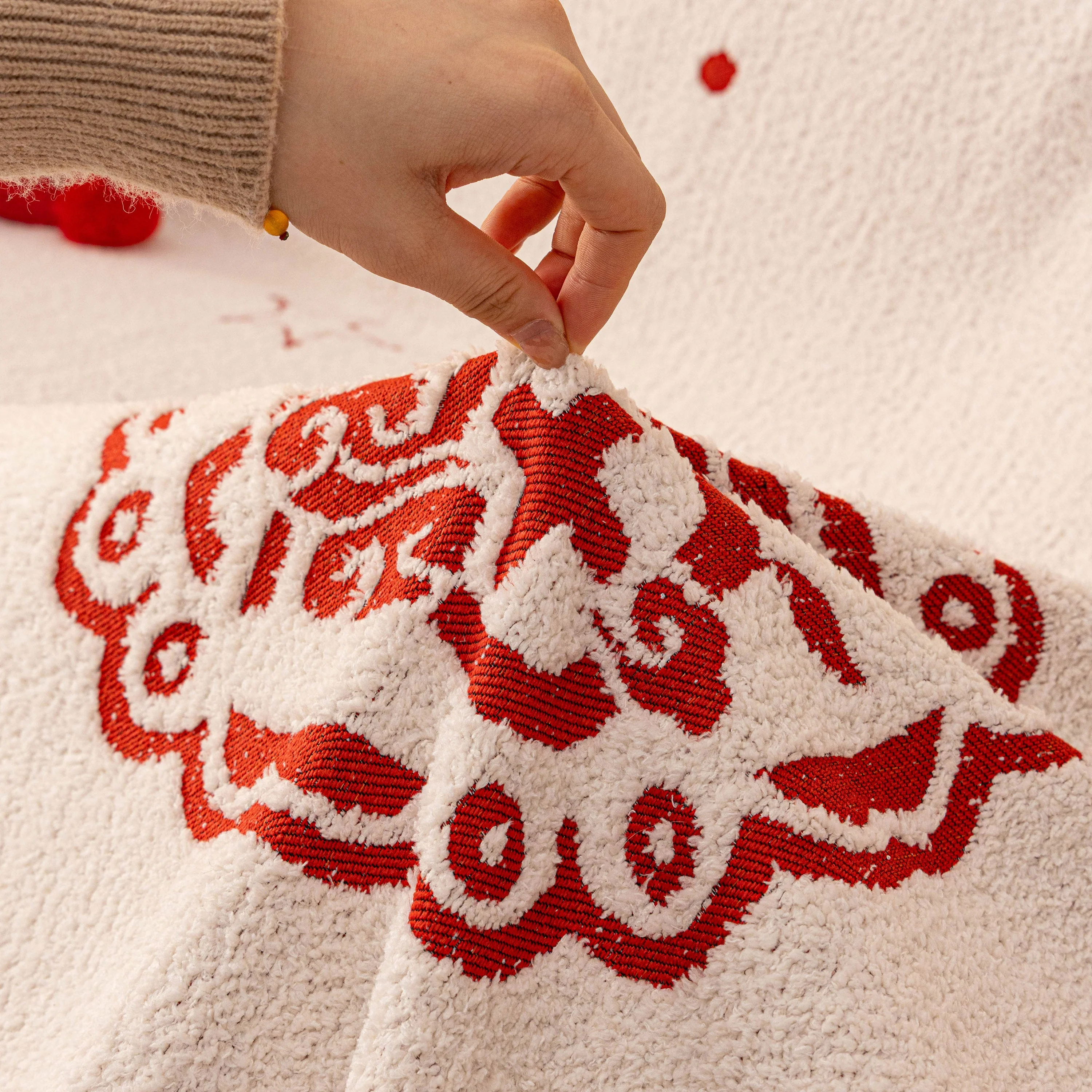 Chinese New Year Sofa Throw Cover Blanket, Decor Festive Red Fu Pattern Couch Cover - Image 71