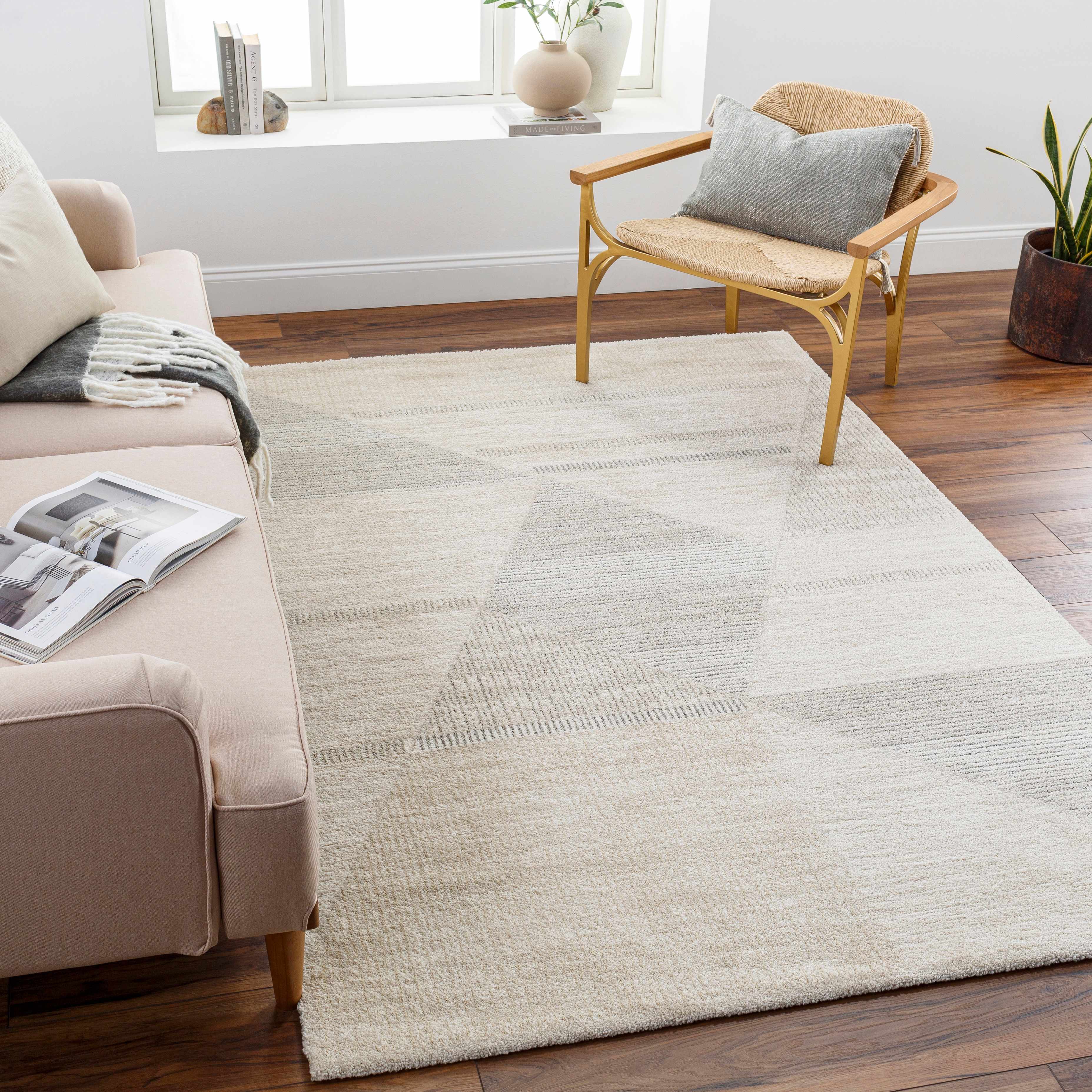 Chizu Geometric Neutral Luxe Rug - Image 2
