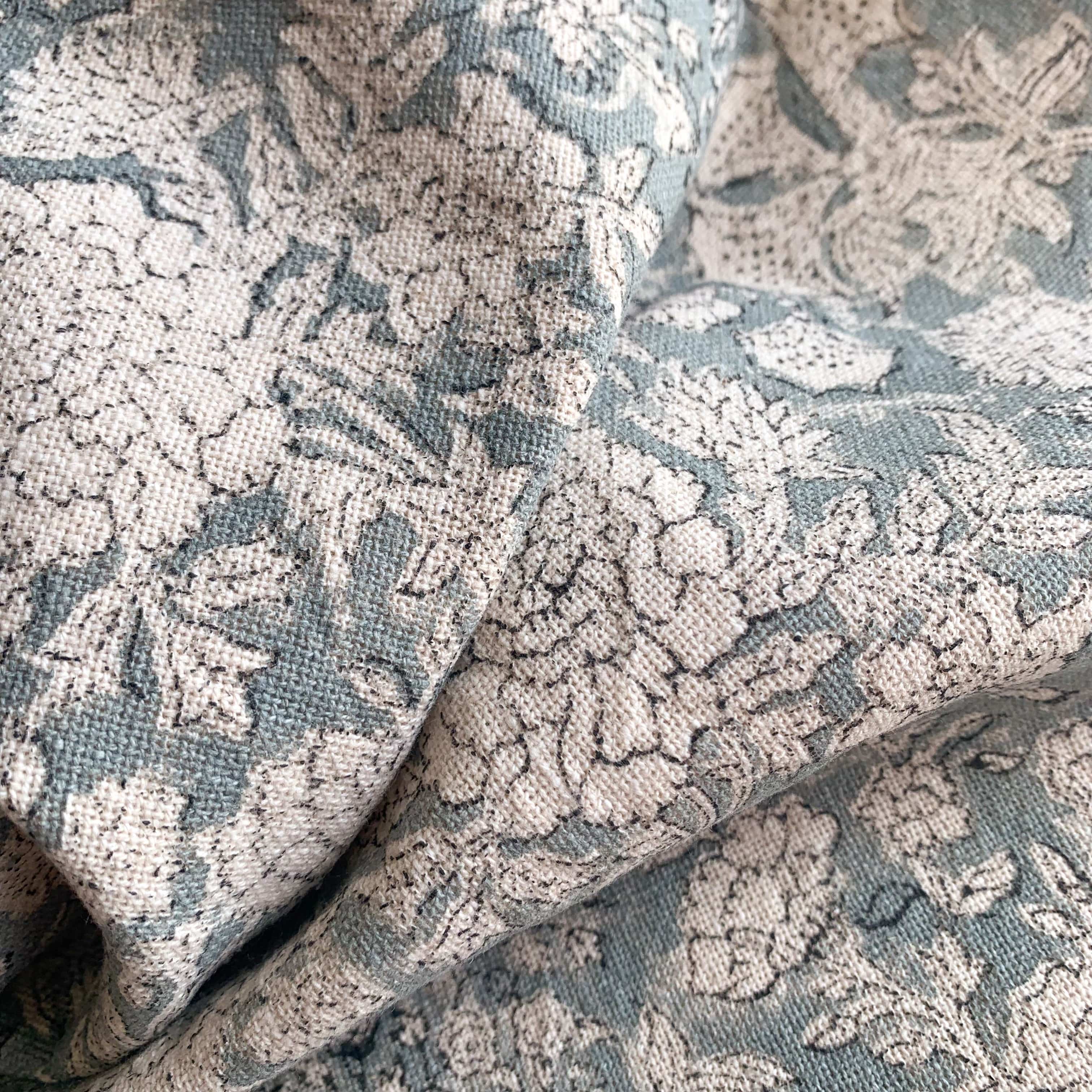 Chloe Floral Block Printed Pillow Cover | Blue | Lumbar - Image 8