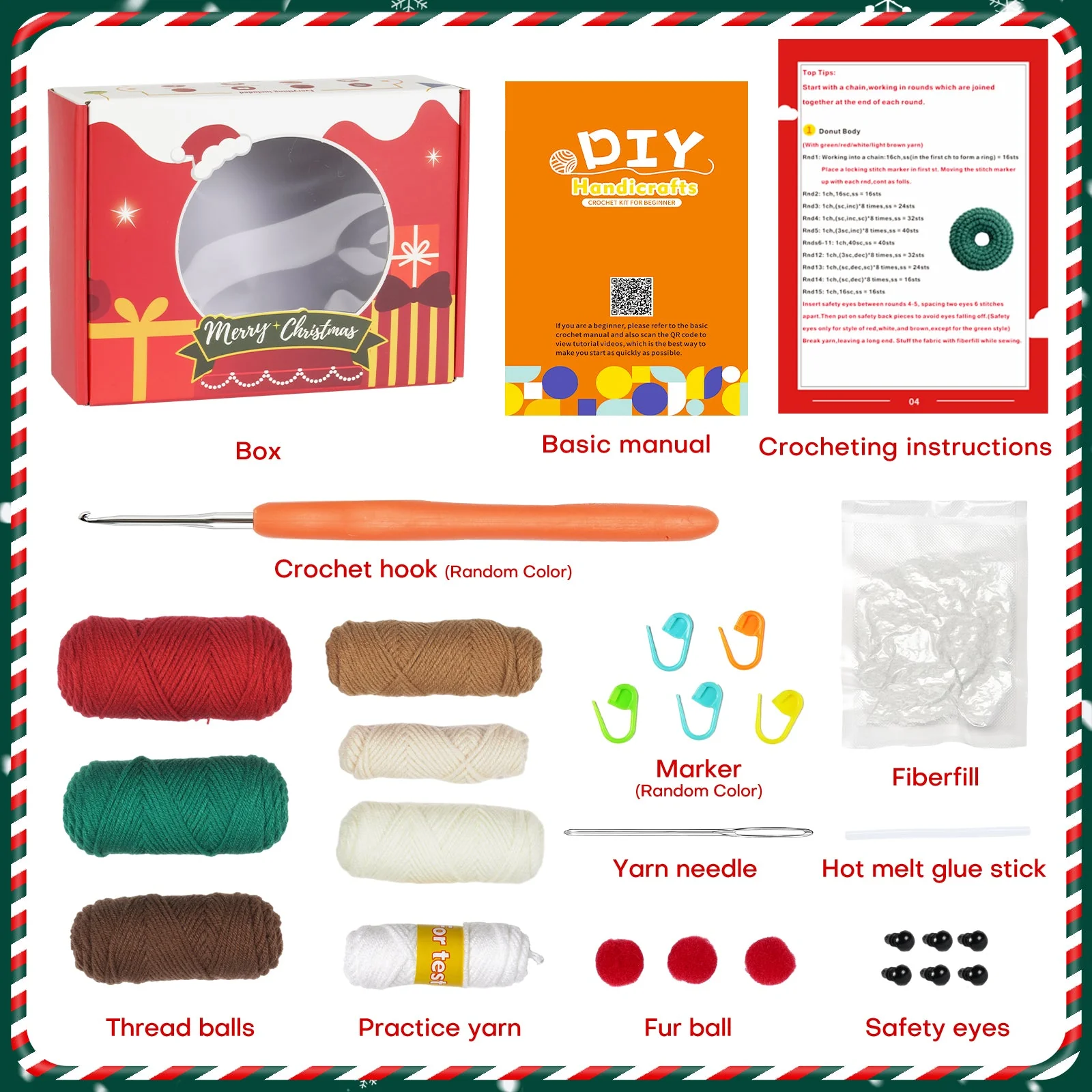 Christmas Amigurumi DIY Crochet Kit Wizardi F07N8-M118 - Image 5