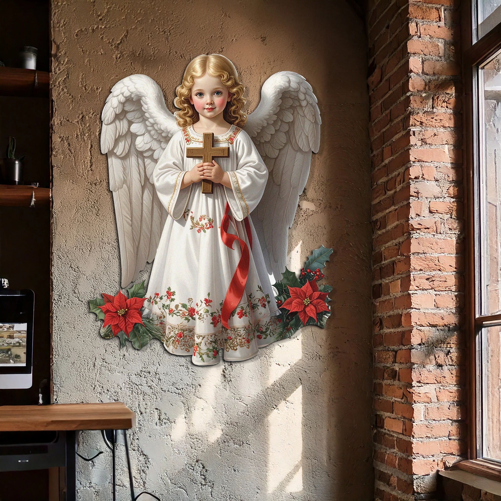 Christmas Angel Metal Wall Art – Holy Child UV Printed Decor-KAFUVM018 - Image 2