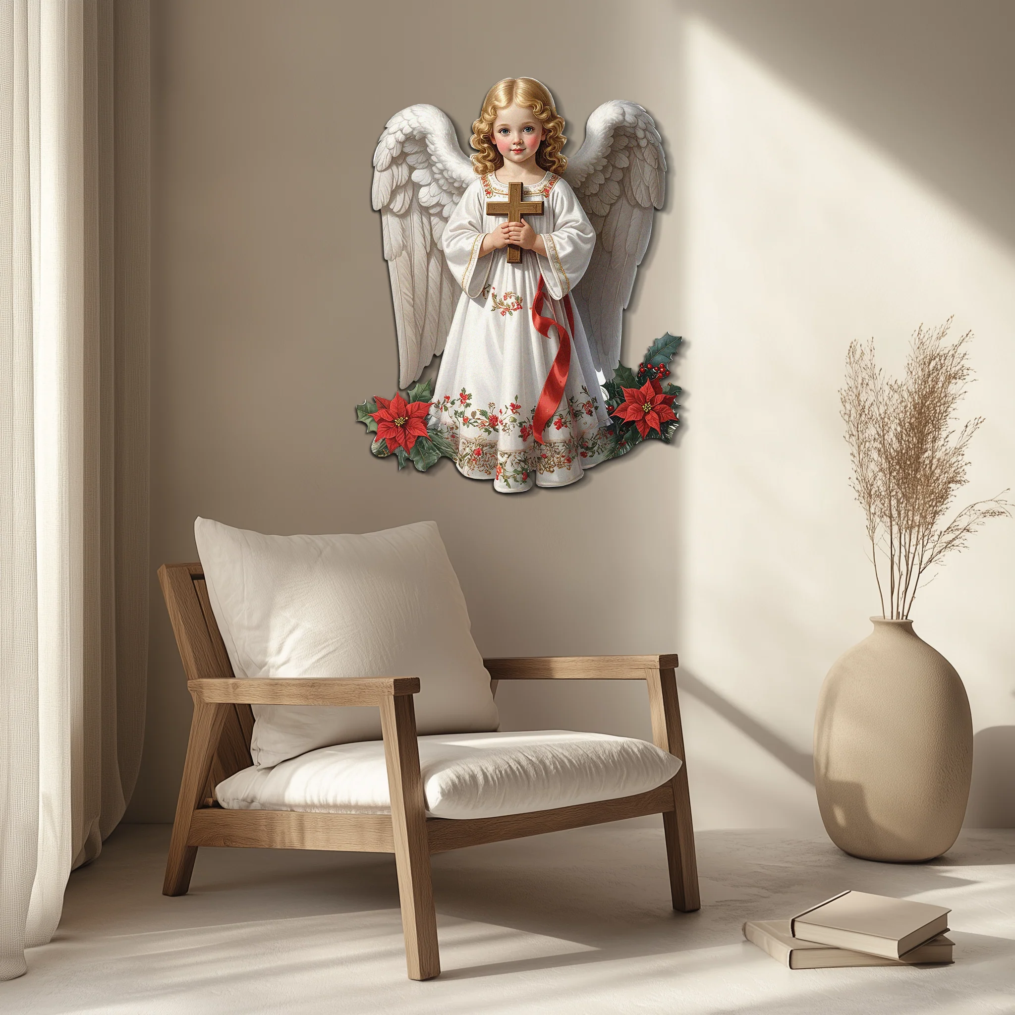 Christmas Angel Metal Wall Art – Holy Child UV Printed Decor-KAFUVM018 - Image 3
