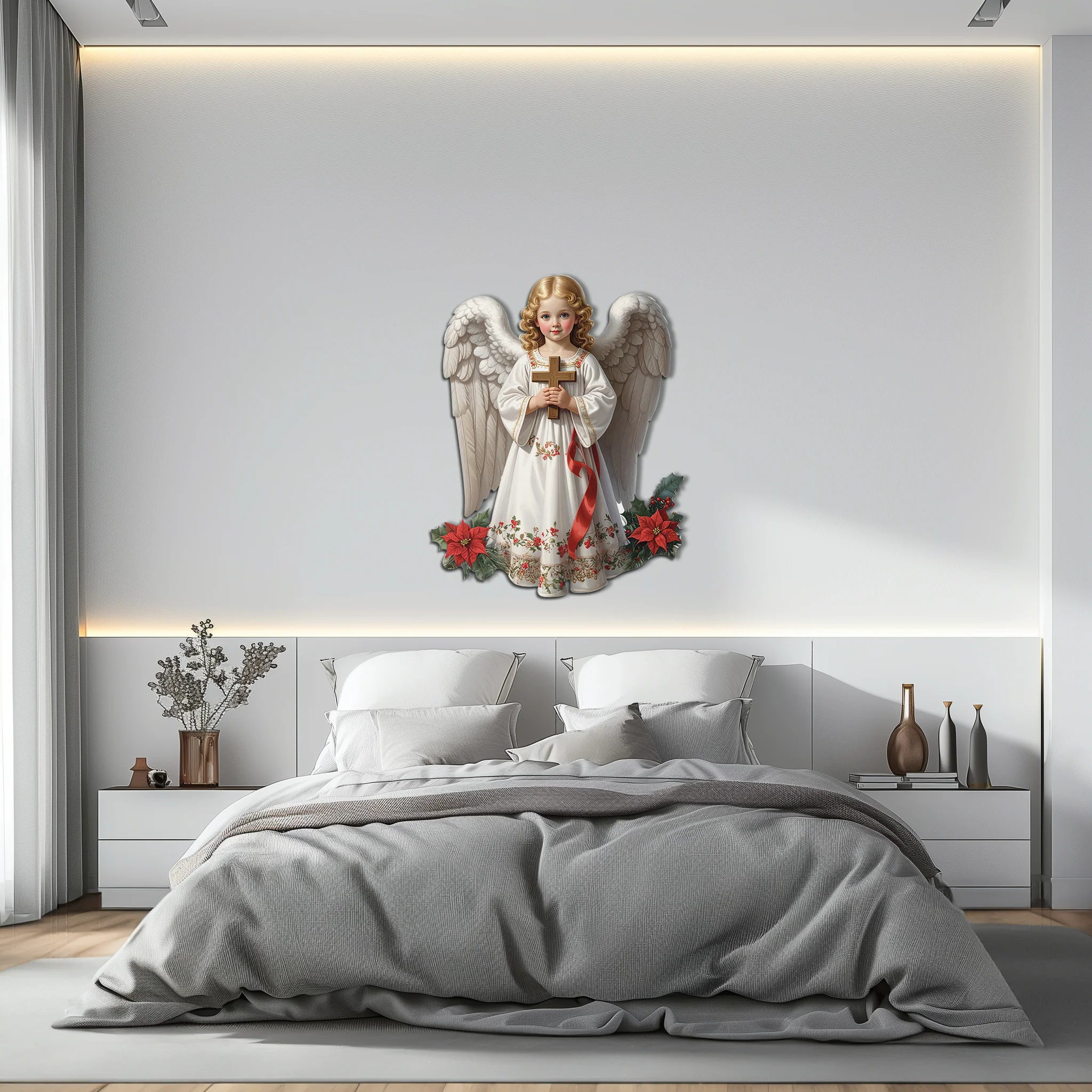 Christmas Angel Metal Wall Art – Holy Child UV Printed Decor-KAFUVM018 - Image 5