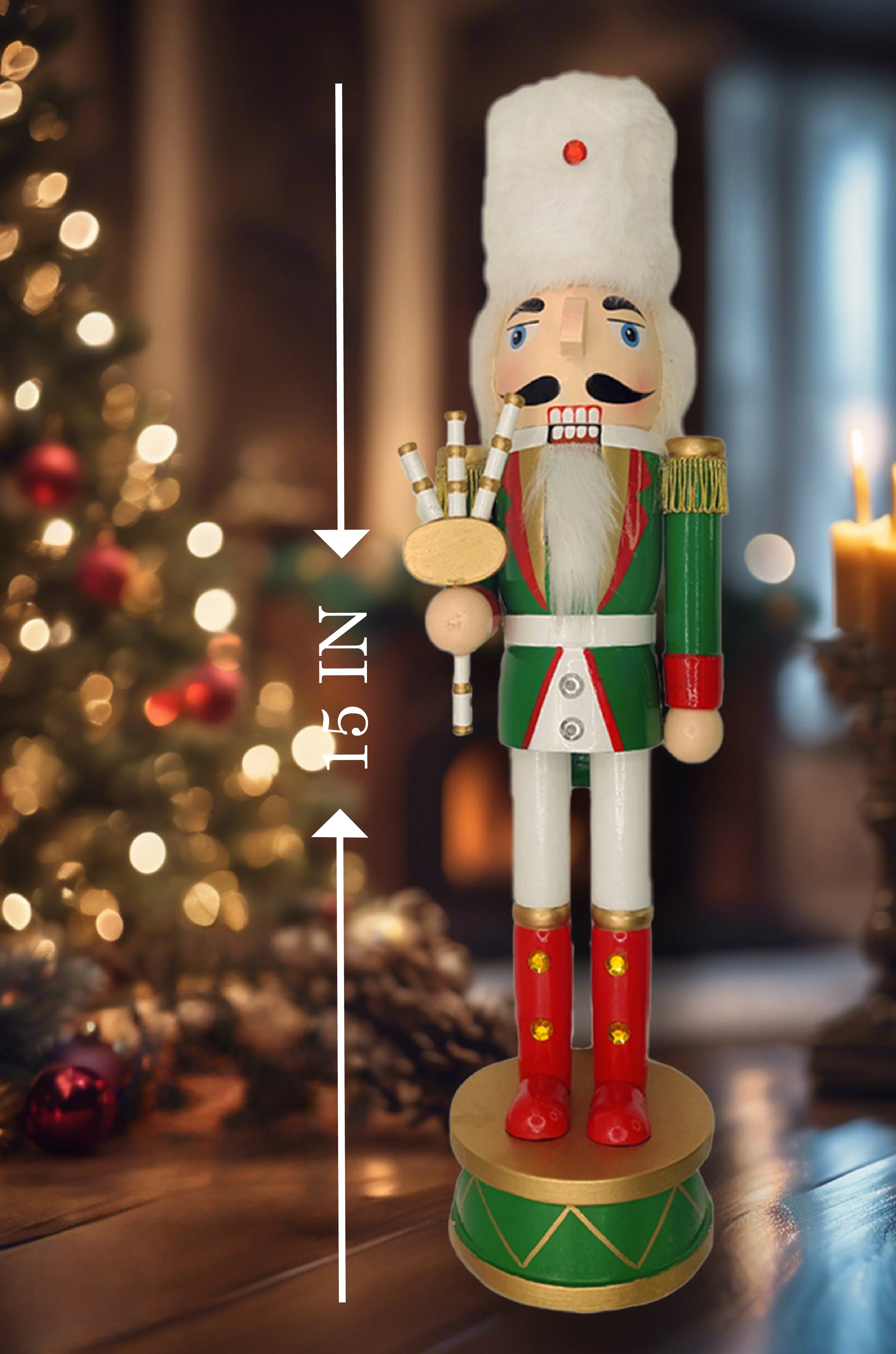 Christmas Bagpipes Nutcracker. Wizardi Classic Wooden Festive Decoration F07M14-32-N01819B - Image 3