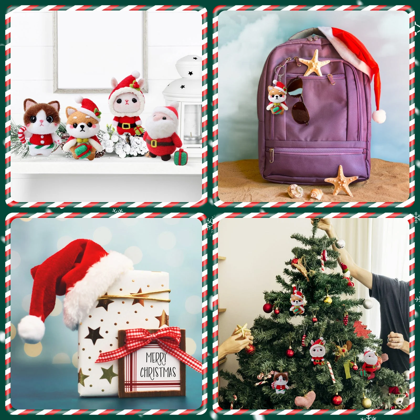 Christmas Bunny, Shiba Inu, Cat and Santa Needle Felting Kit. Wizardi DIY Wool Craft Kit F07N8-Z-06 - Image 6