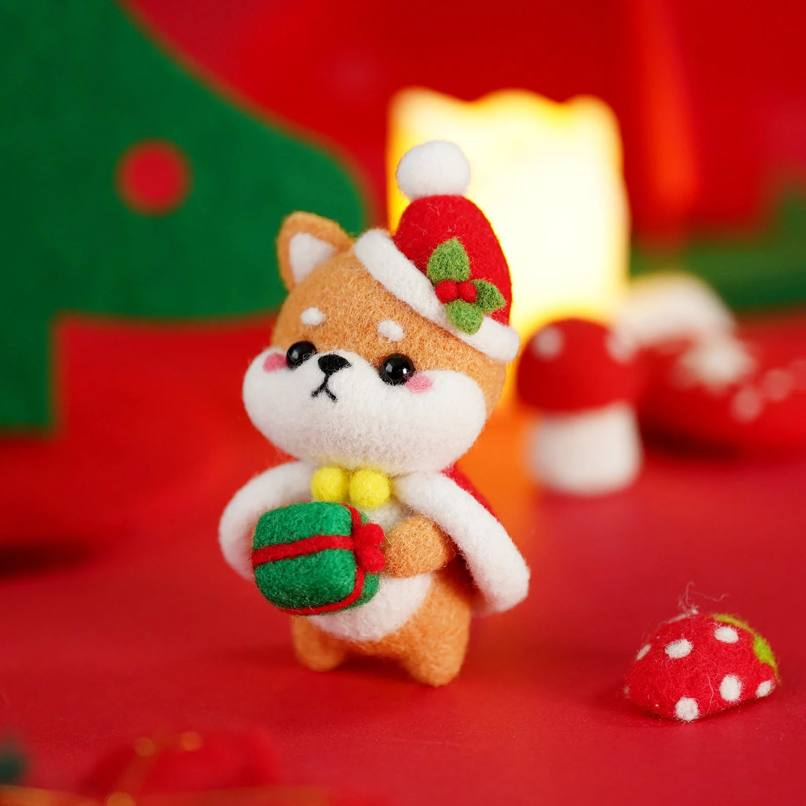 Christmas Bunny, Shiba Inu, Cat and Santa Needle Felting Kit. Wizardi DIY Wool Craft Kit F07N8-Z-06 - Image 8