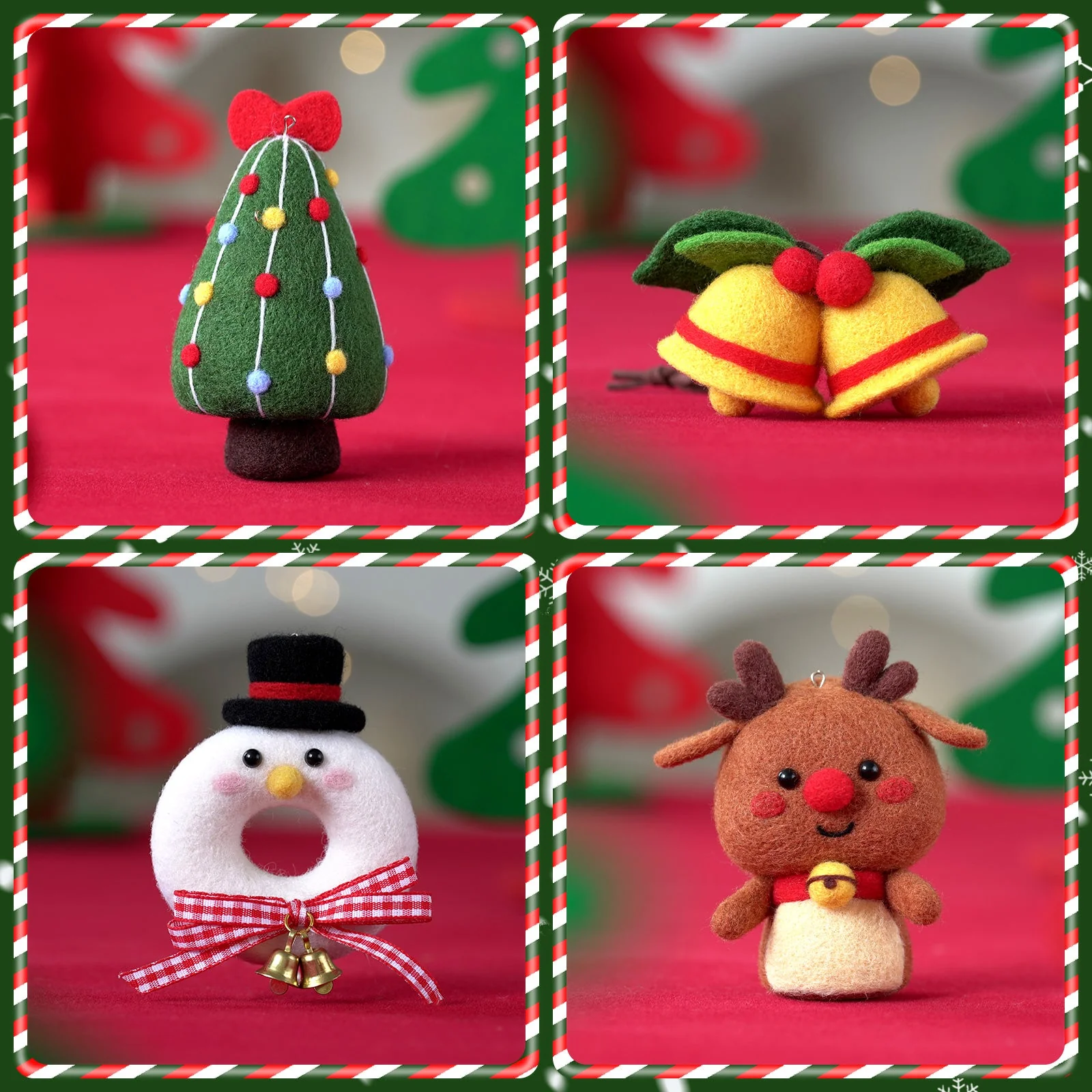 Christmas Donut, Bell, Tree and Reindeer Needle Felting Kit. Wizardi DIY Wool Craft Kit F07N8-Z-11 - Image 6