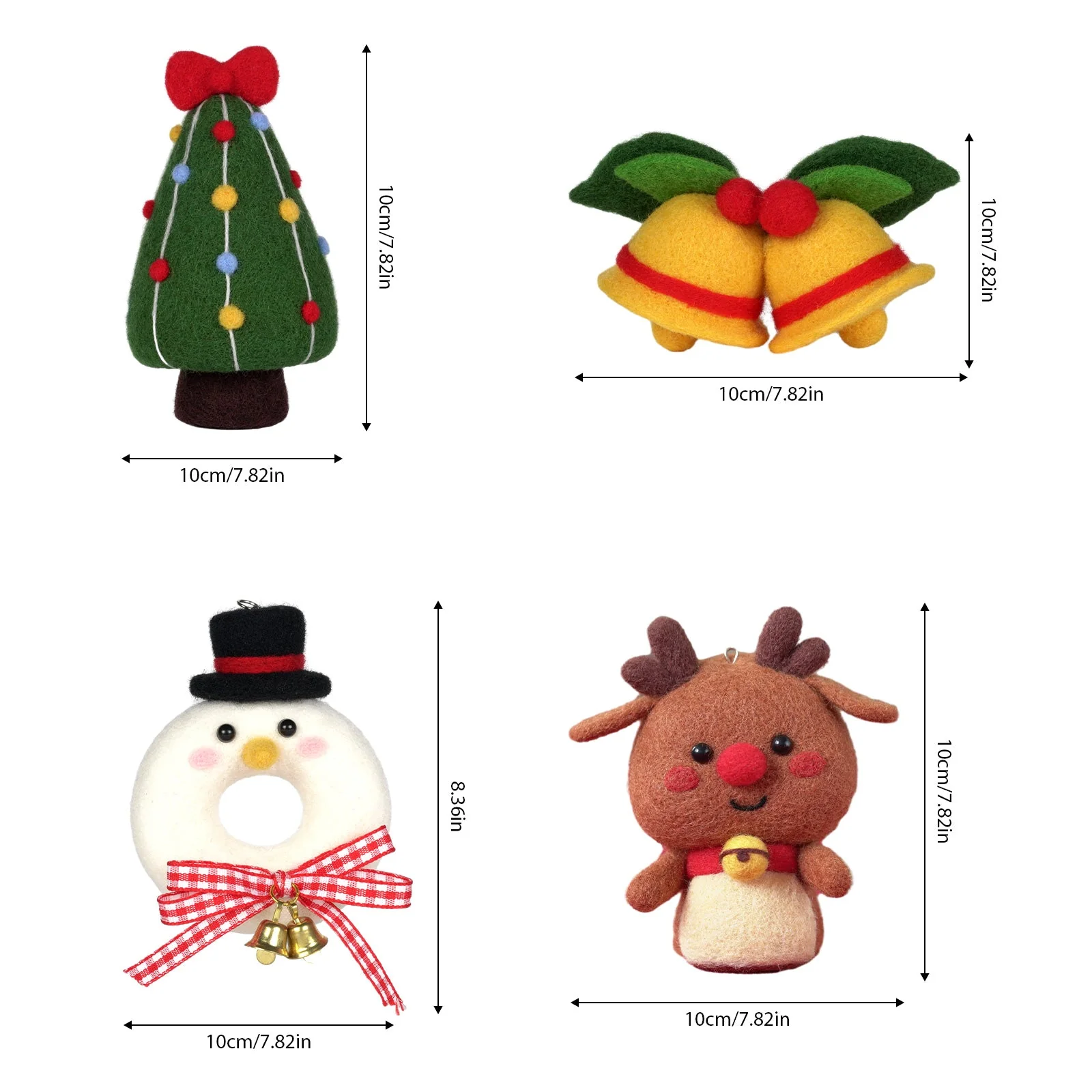 Christmas Donut, Bell, Tree and Reindeer Needle Felting Kit. Wizardi DIY Wool Craft Kit F07N8-Z-11 - Image 7