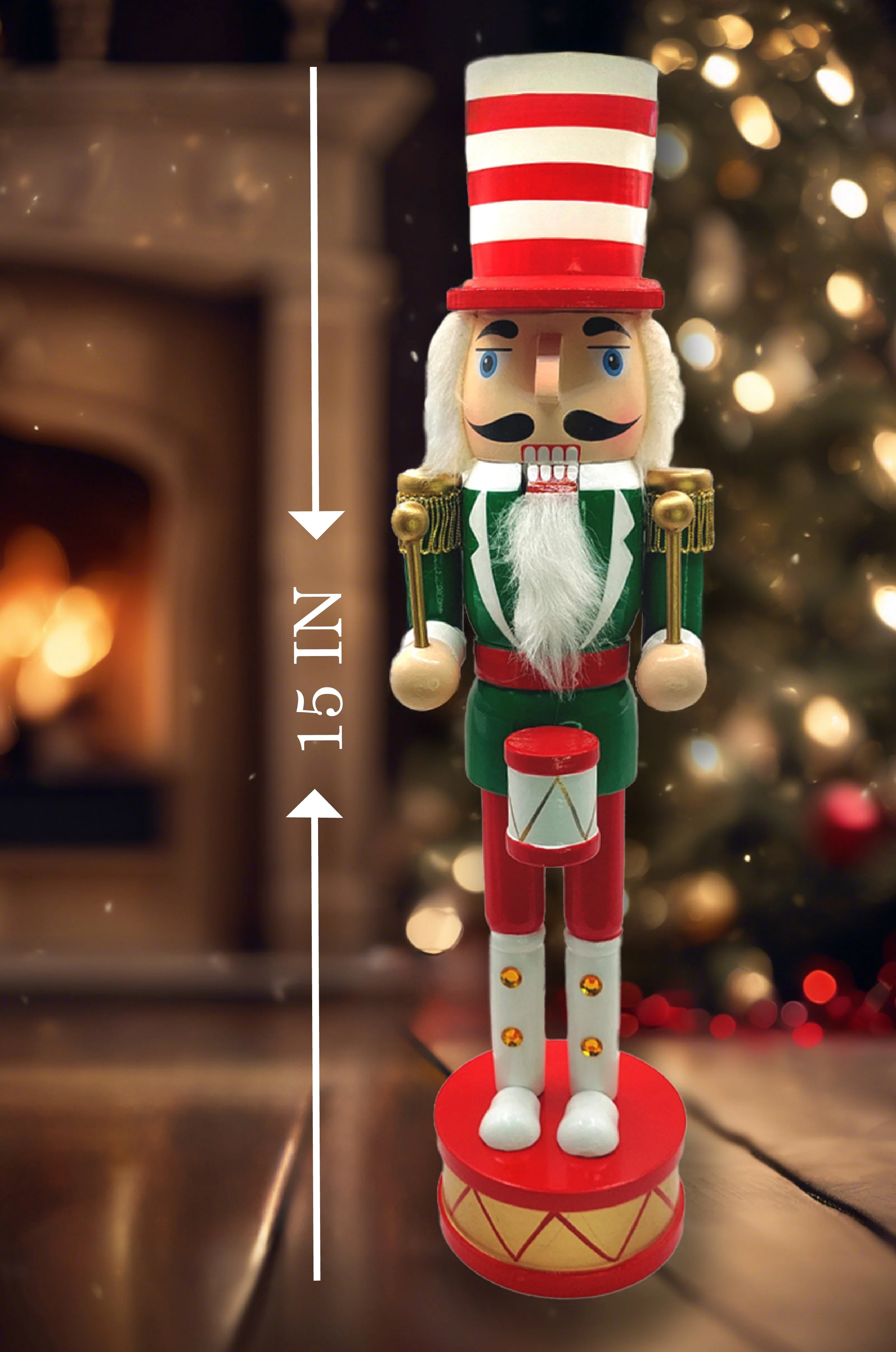 Christmas Drummer Nutcracker. Wizardi Classic Wooden Festive Decoration F07M14-32-N01819A - Image 3