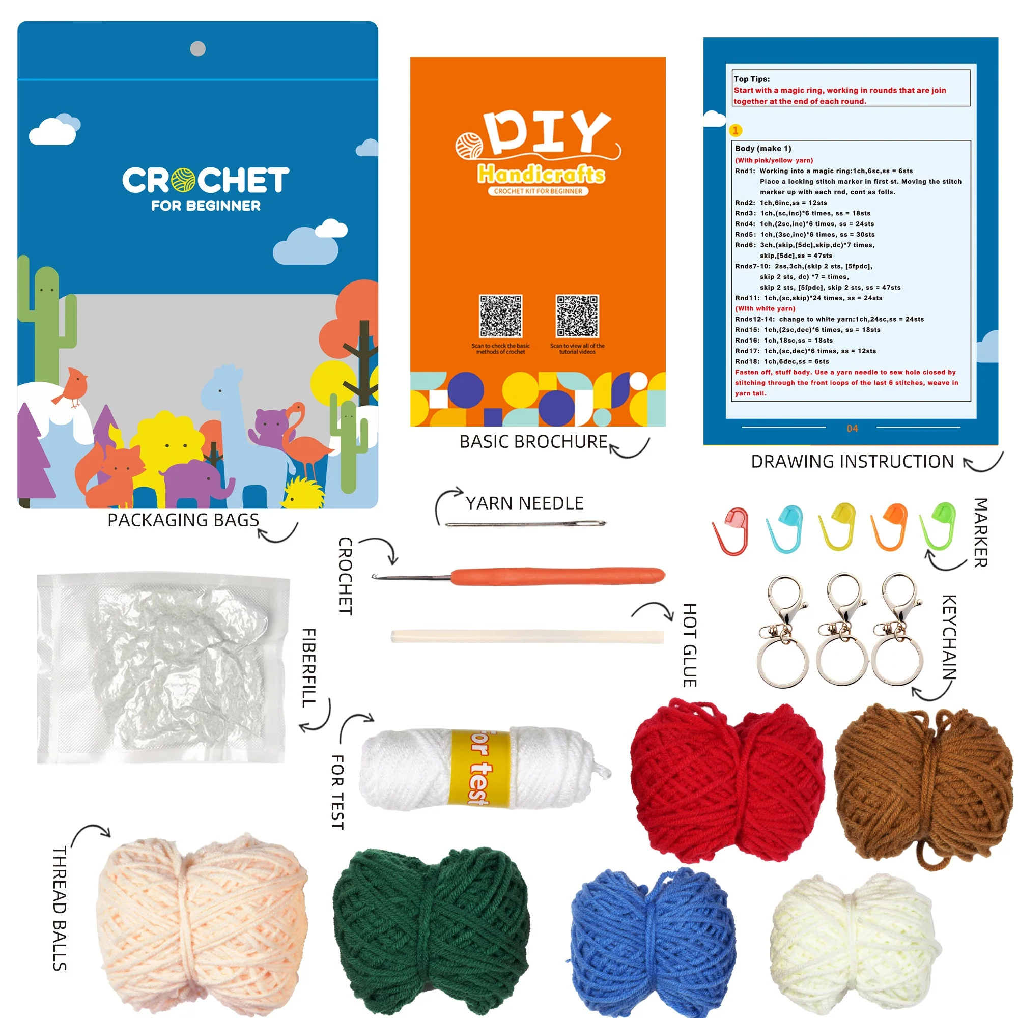Christmas Gnome Set. Gnome Amigurumi DIY Crochet Kit Wizardi F07N8-M26 - Image 2