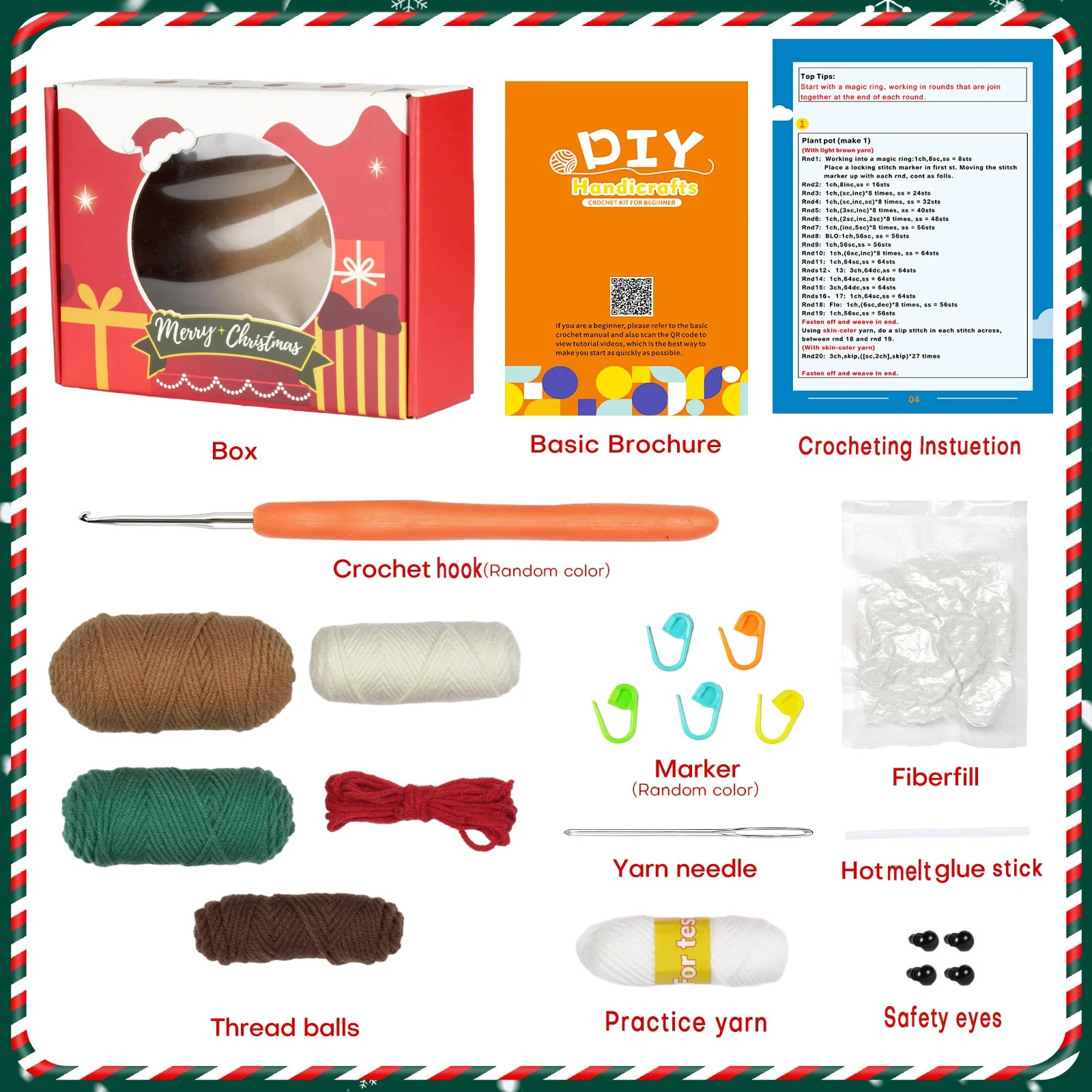 Christmas Gnomes Amigurumi DIY Crochet Kit Wizardi F07N8-M164 - Image 6