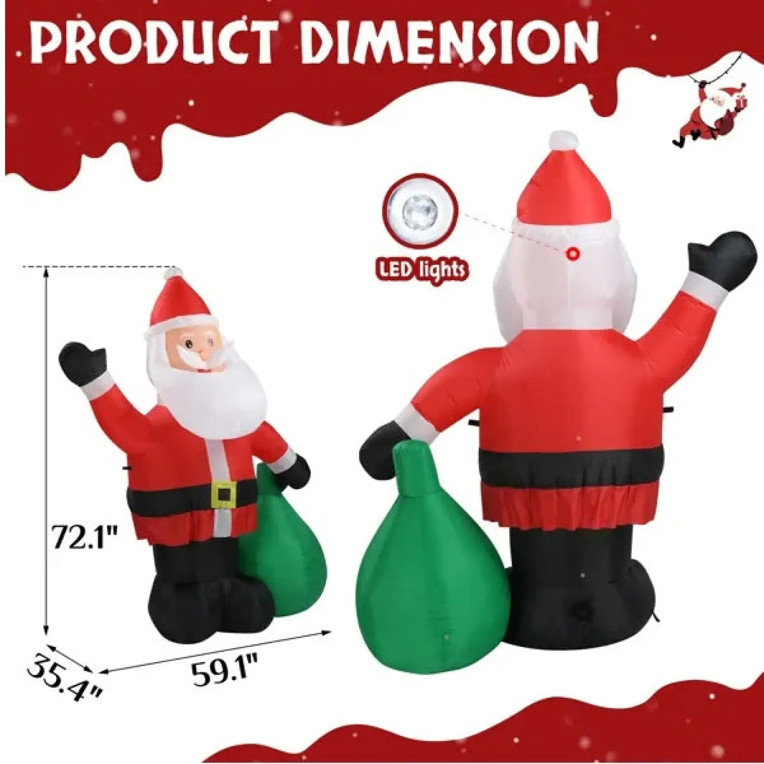 Christmas Inflatable Santa Lights with LED for Indoor & Outdoor - Image 2